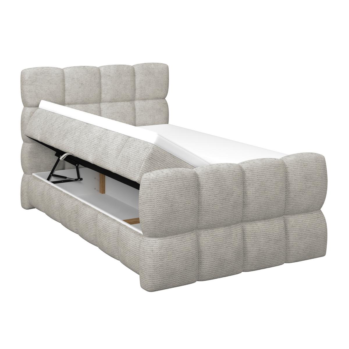 Postelja Boxspring Brisbane, Ekru Barva, 140x200 - črna/ekru, Trend, kovina/umetna masa (140/200cm) - Premium Living