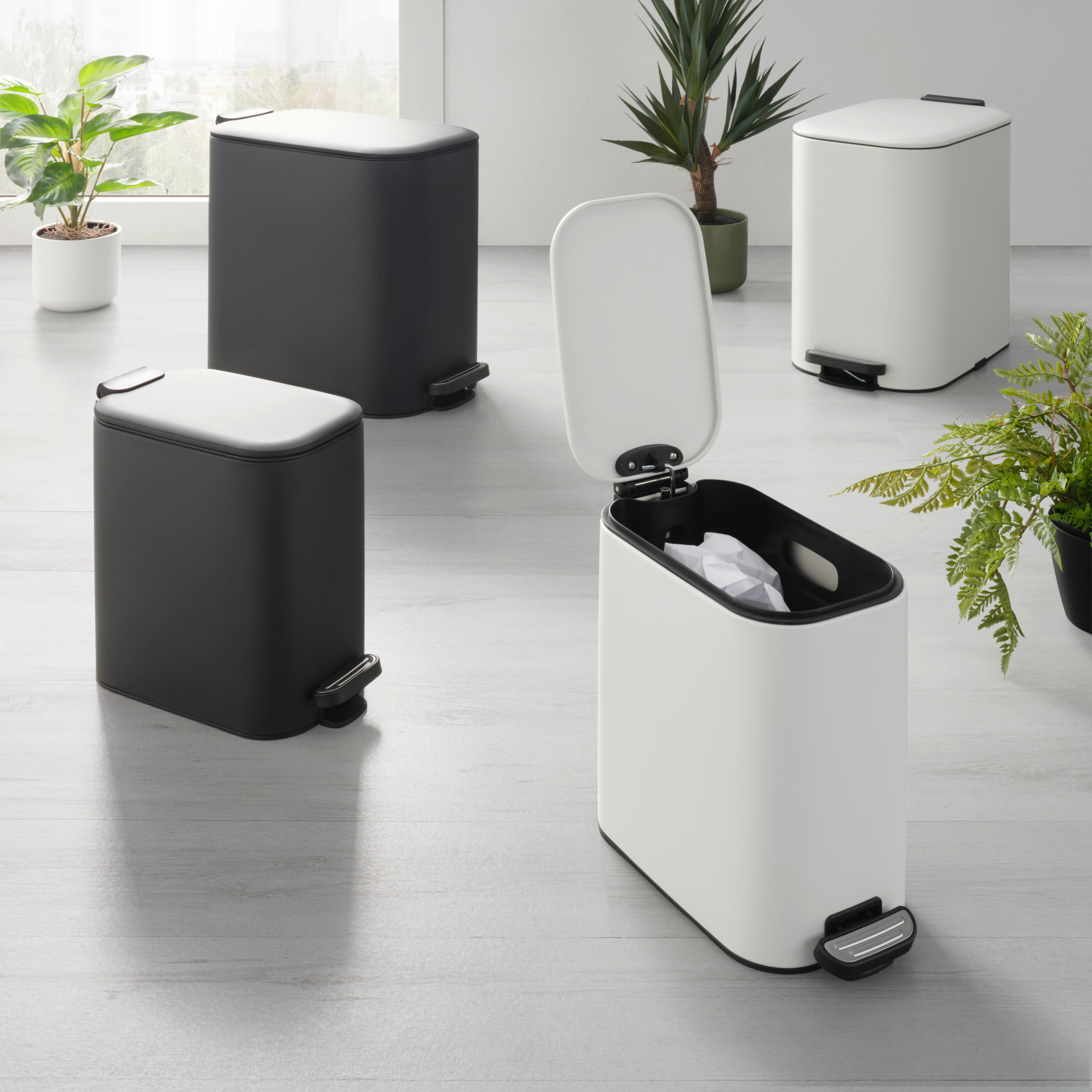 Treteimer Vario Weiß Ca. 6 L - črna/bela, Moderno, kovina/umetna masa (15/28/26,9cm) - Mömax