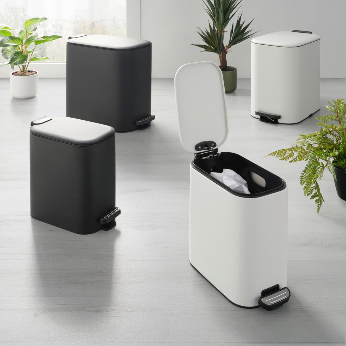 Treteimer Vario Weiß ca. 6 l - Schwarz/Weiß, MODERN, Kunststoff/Metall (15/28/26,9cm) - Mömax