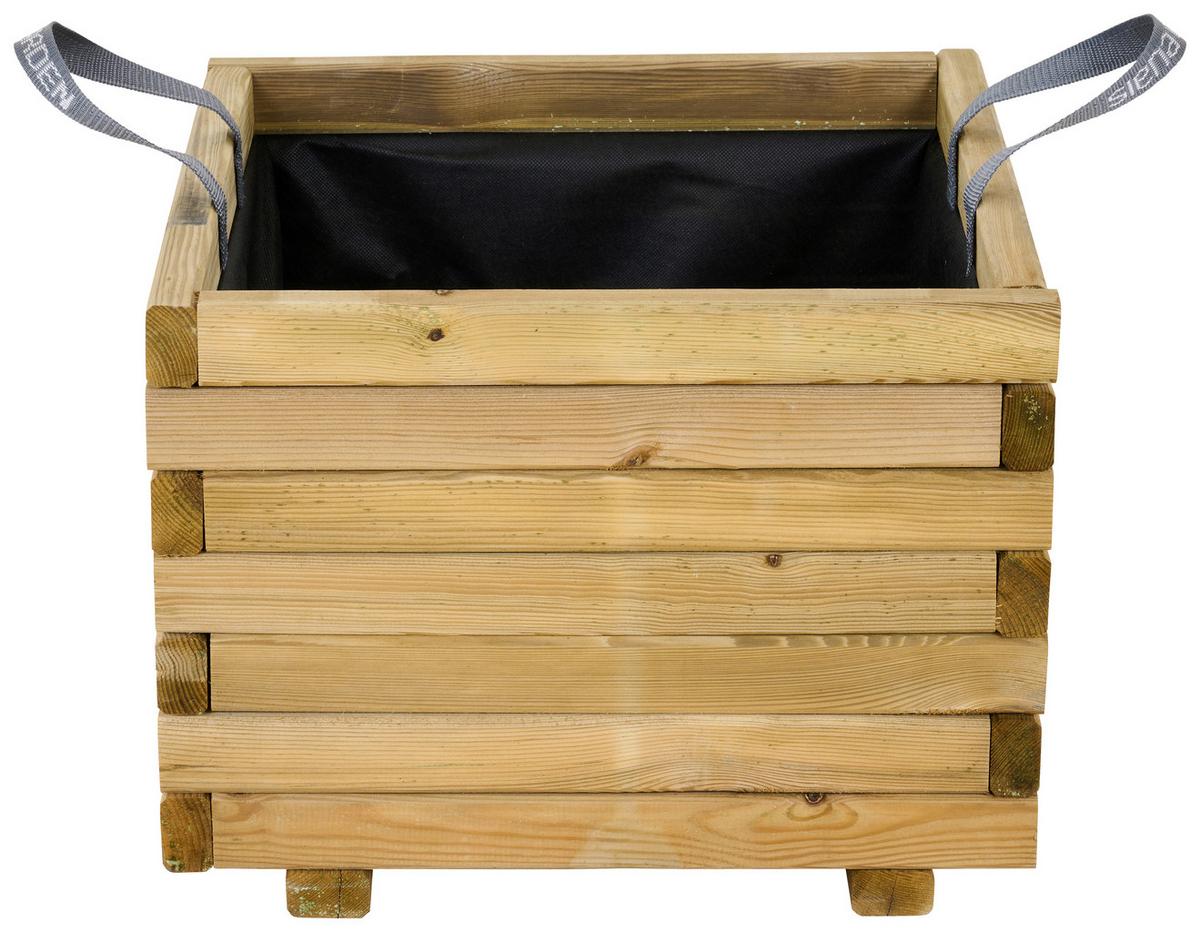 Blumenkasten Kieferfarben/Schwarz - Schwarz/Kieferfarben, Basics, Holz/Textil (50/39/50cm) - Siena Garden