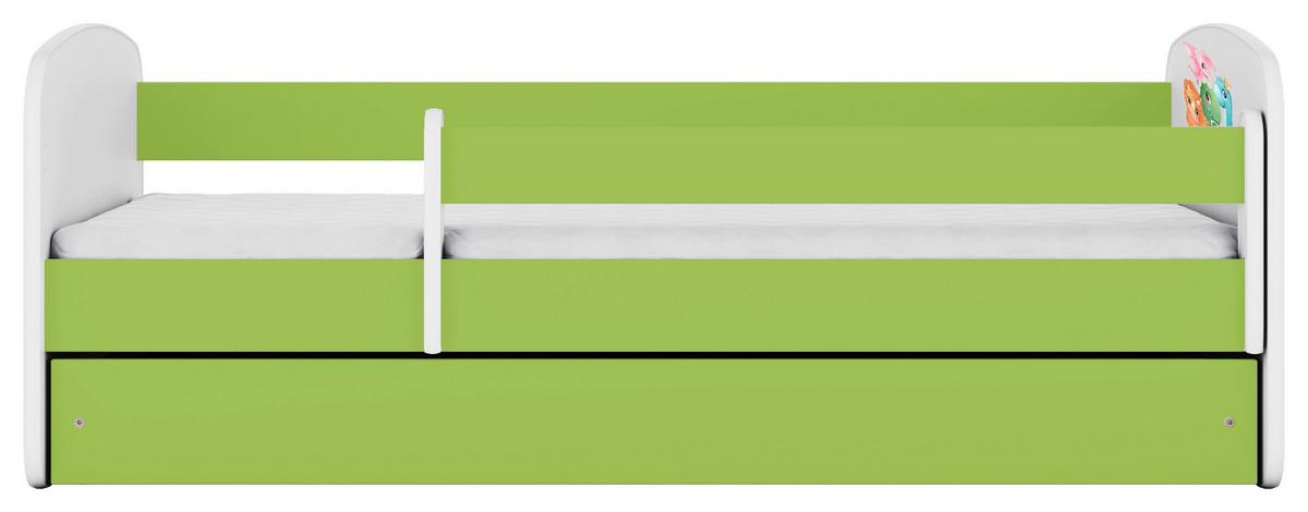 Otroška Postelja Babydreams, Bela, Zelena, 80x160cm - zelena/bela, Moderno, tekstil/leseni material (80/160cm) - MID.YOU
