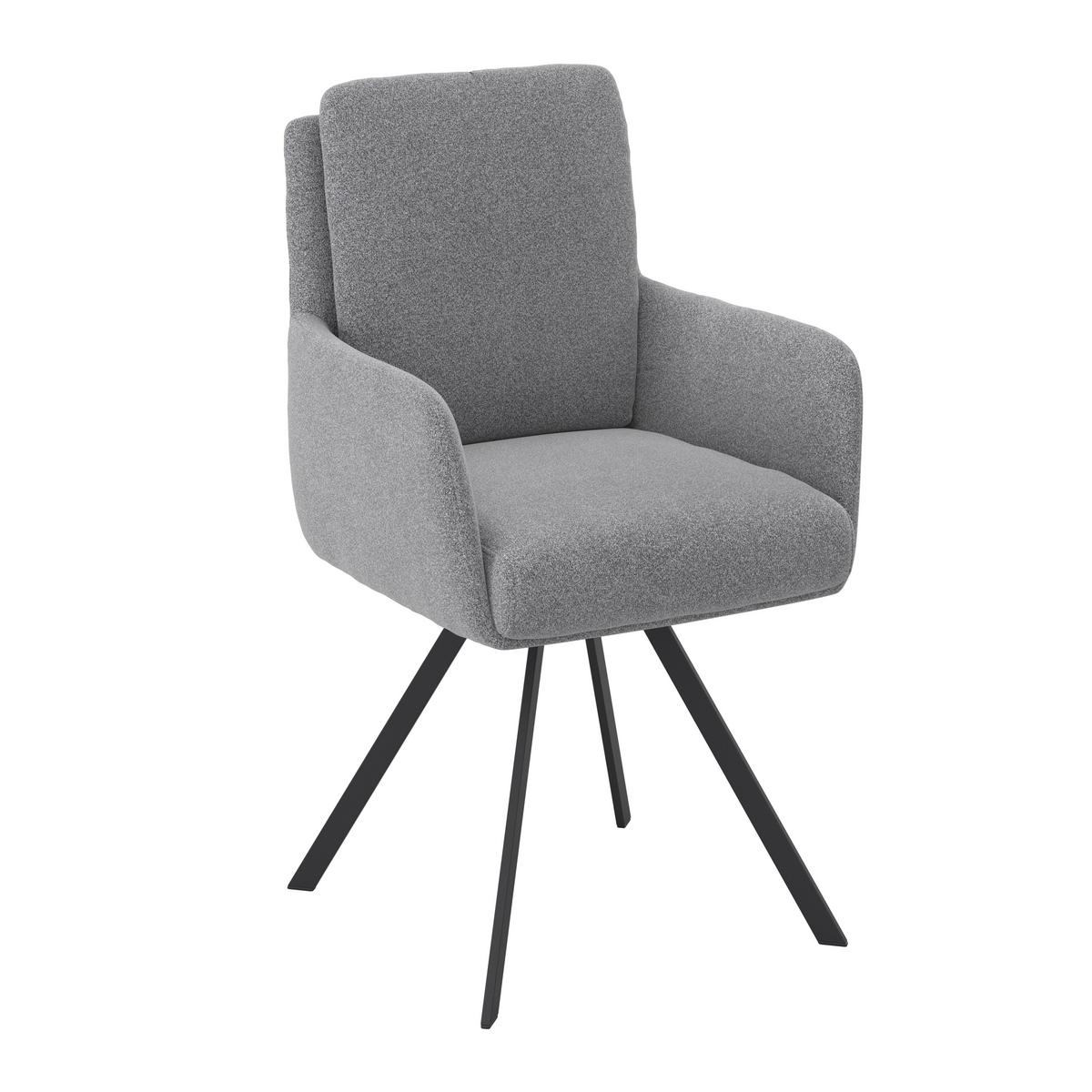 Naslanjač Marie, Siva, Vrtljiv - siva/črna, Moderno, kovina/tekstil (60/95,5/65cm) - Bessagi Home