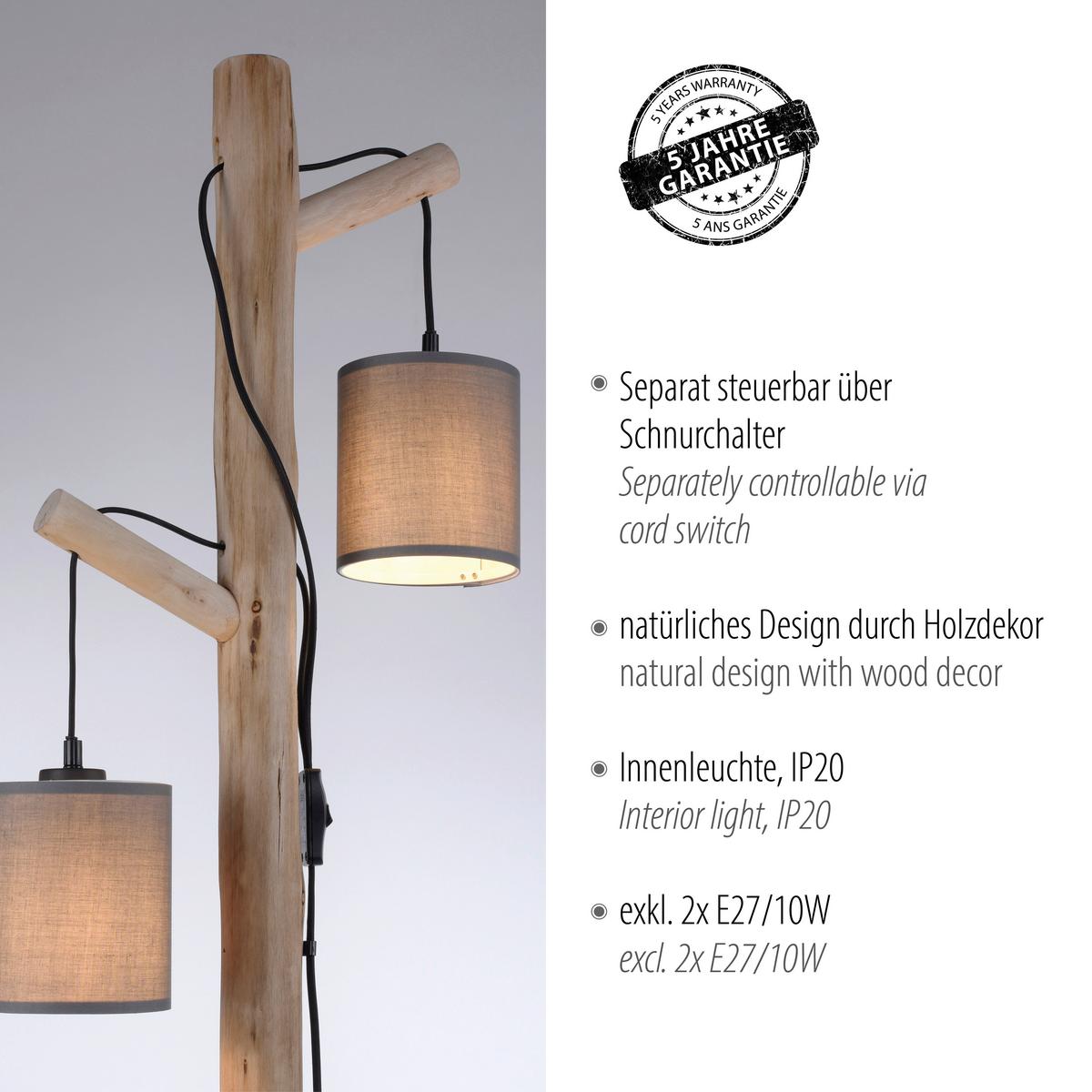 LAMPA STOJĄCA 15785-29 TRIBU - taupe, Natur, tworzywo sztuczne/metal (39/28/150cm)