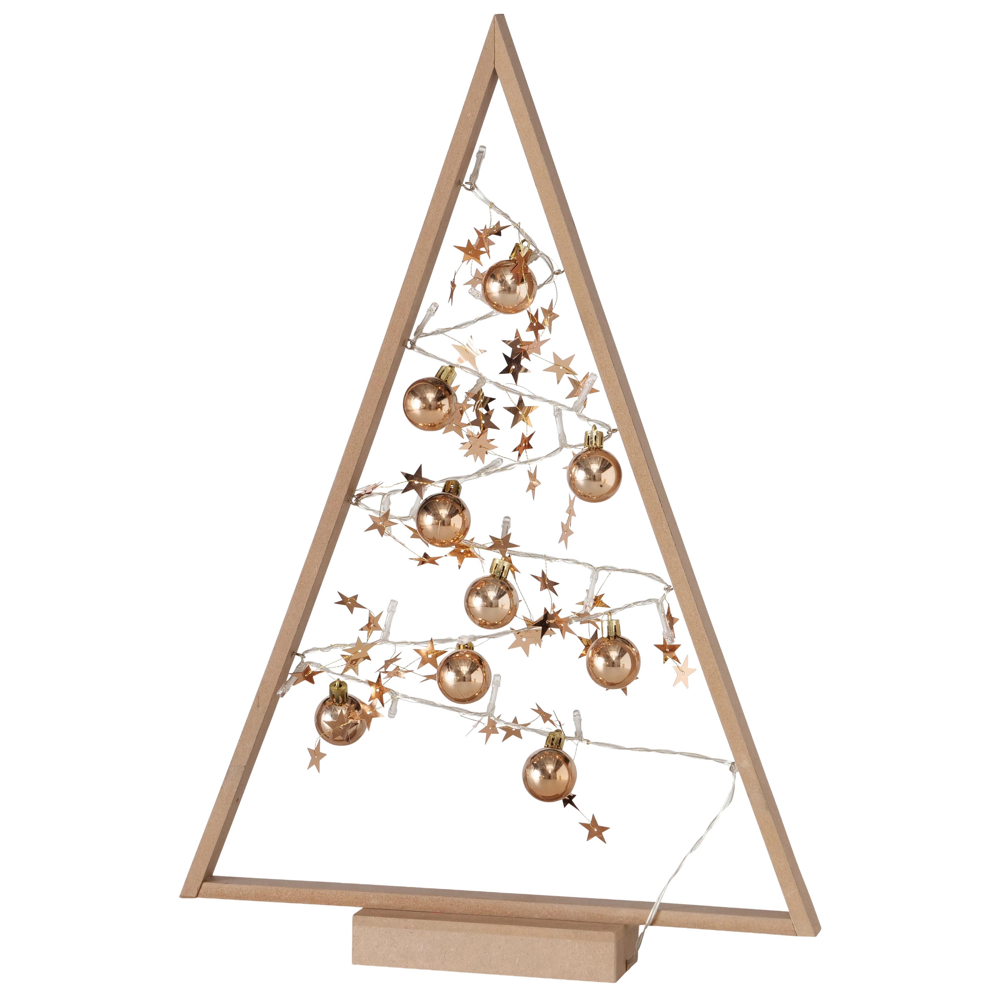 Dekobaum Triangela Natur/Gold - Goldfarben/Naturfarben, Basics, Holzwerkstoff/Kunststoff (35/30/6cm) - Mömax