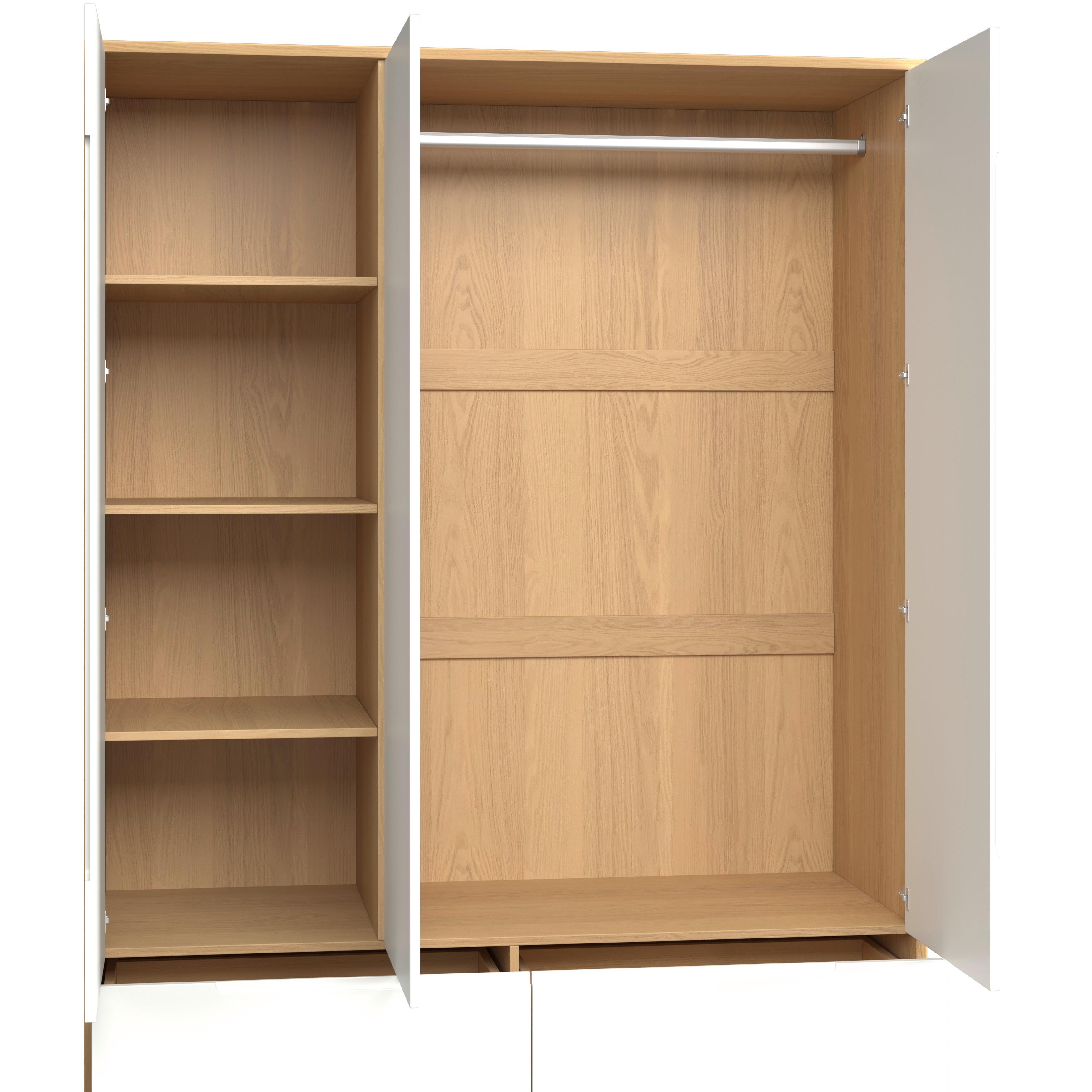 GARDEROB MARLO - vit/ekfärgad, Modern, trämaterial/trä (148/223/60cm) - Bessagi Home
