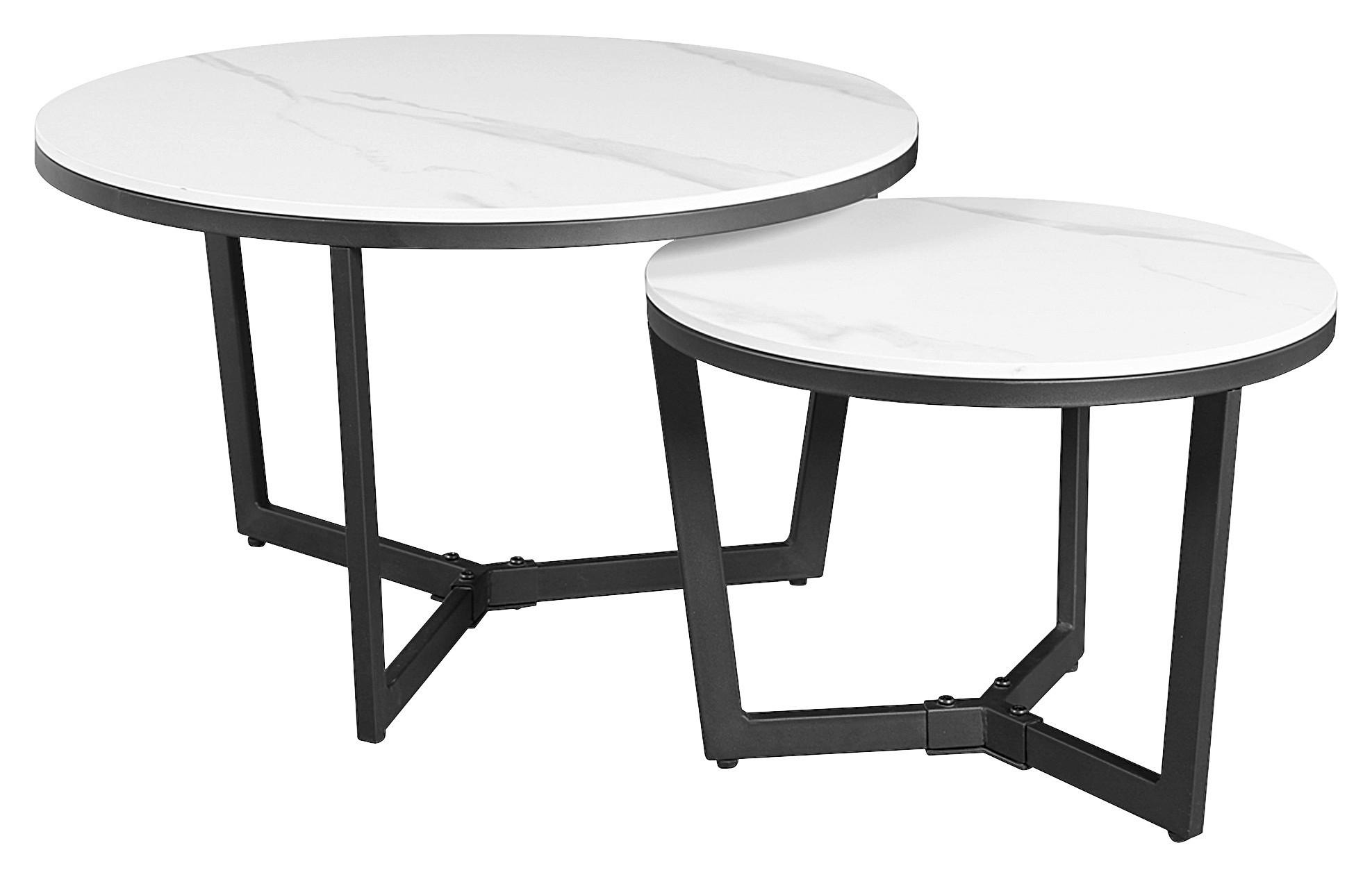 COUCHTISCH IVAN - Schwarz/Weiß, KONVENTIONELL, Stein/Metall (68,5/68,5/43cm) - MID.YOU