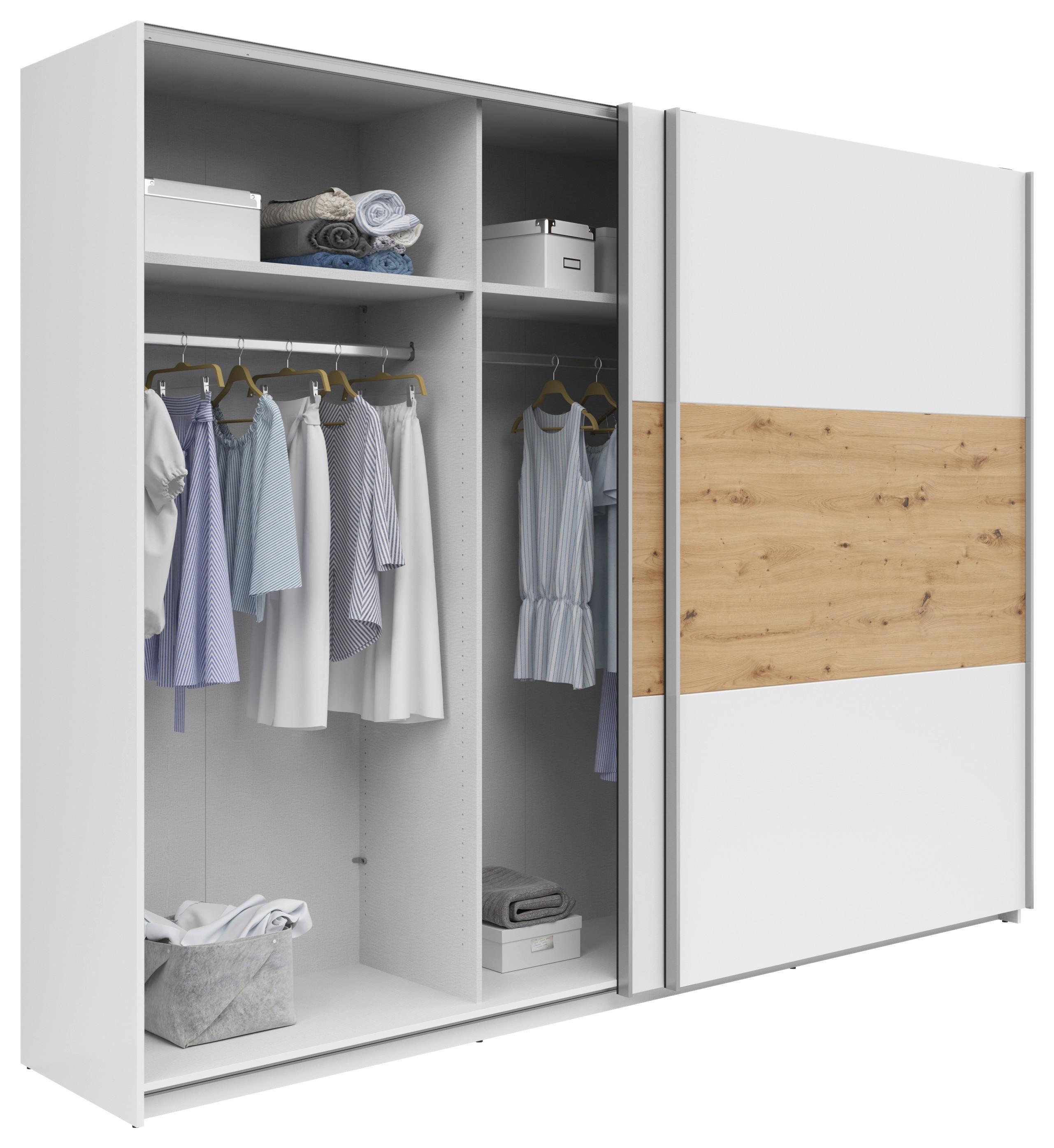 Ormar S Kliznim Vratima Saturn - bijela/srebrne boje, Konvencionalno, drvni materijal/metal (270/210/59cm) - Based