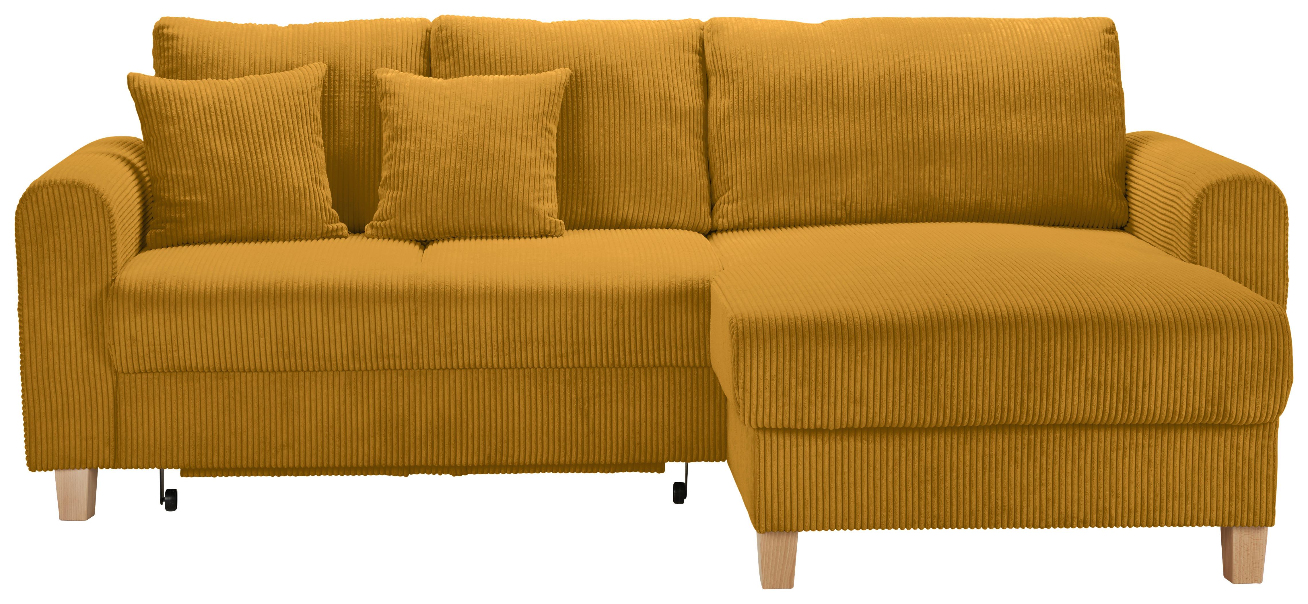 Wohnlandschaft Lille Currygelb - Currygelb/Hellbraun, MODERN, Holz/Textil (232/110/156cm) - Mömax