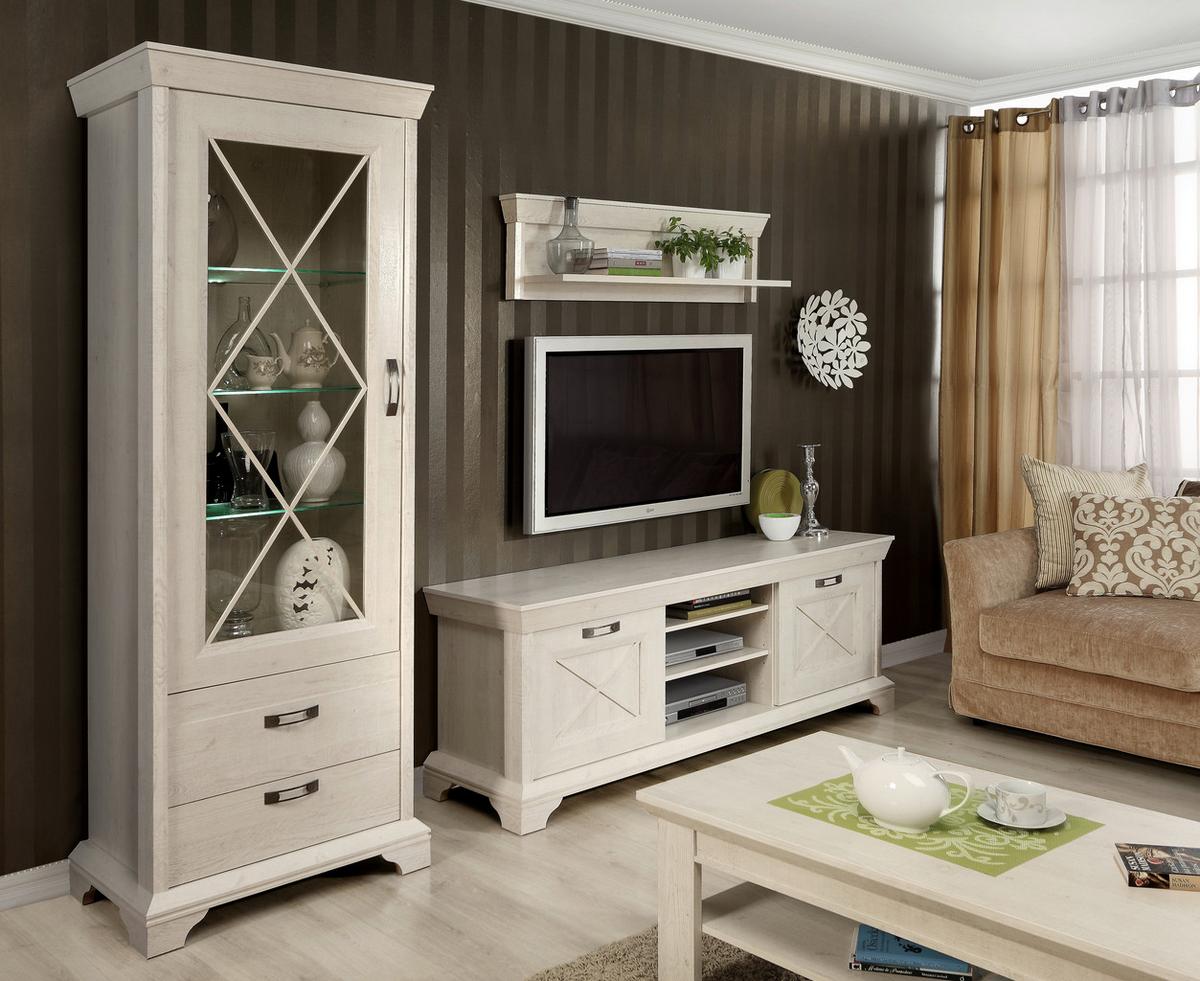 Tv Komoda Kashmir - bijela/srebrne boje, Konvencionalno, drvni materijal/metal (147,4/66,6/48,2cm) - Premium Living