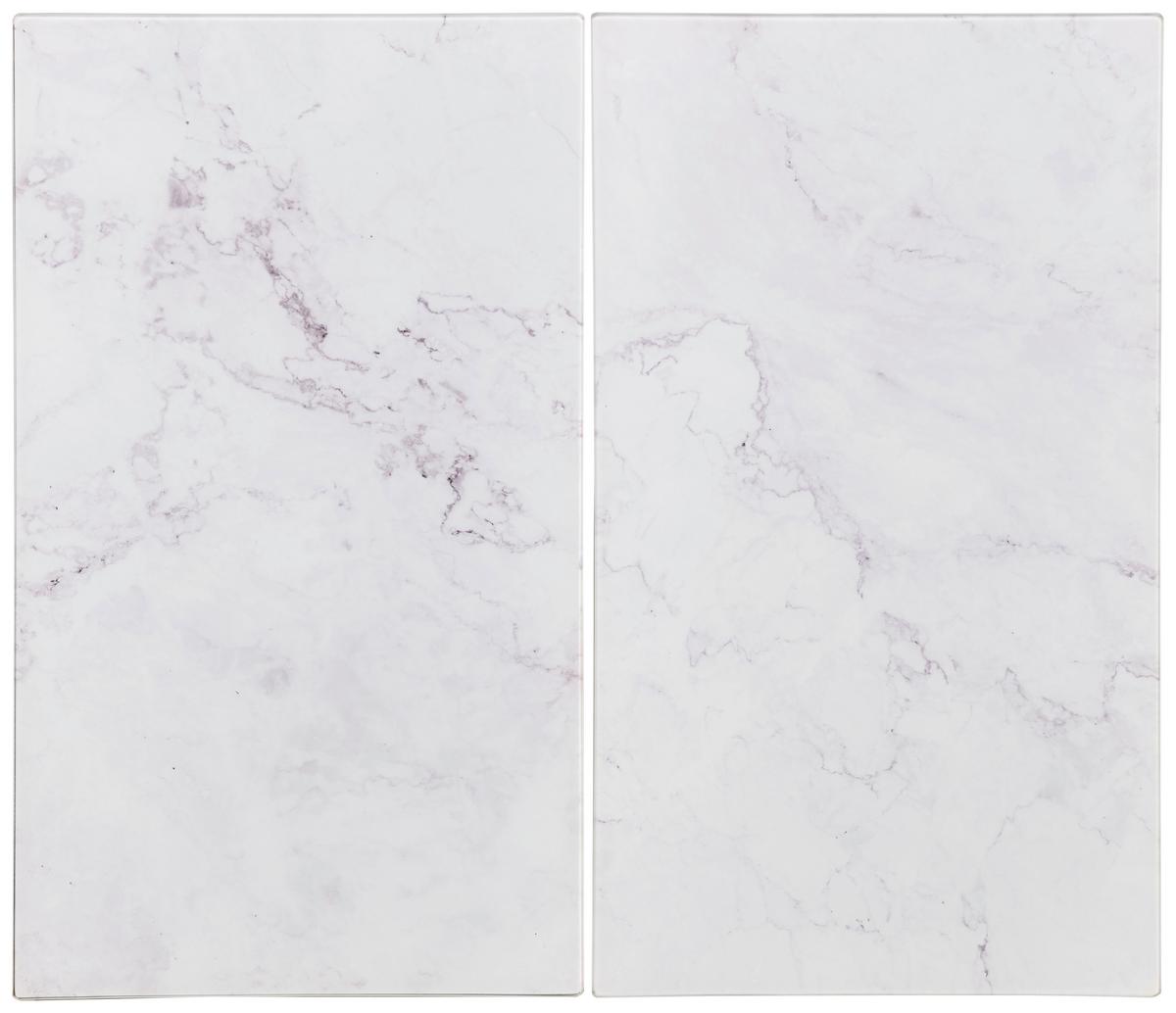 Herdabdeckplatte Marble in Weiss/Marmor - Weiss, Modern, Glas (30/52cm) - Premium Living