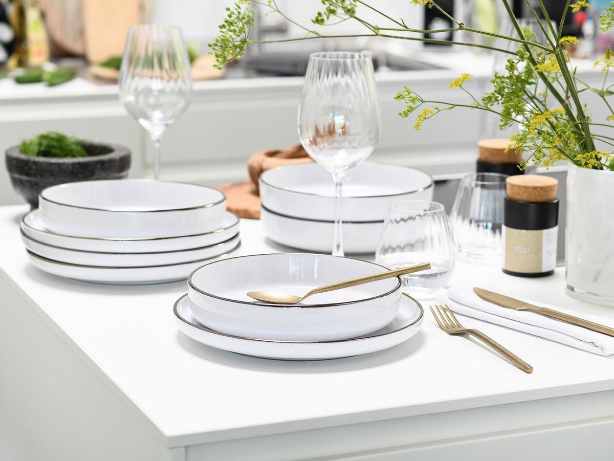 Serviciu de masă Nordic Festive 30/1 - alb/auriu, Basics, ceramică - Creatable