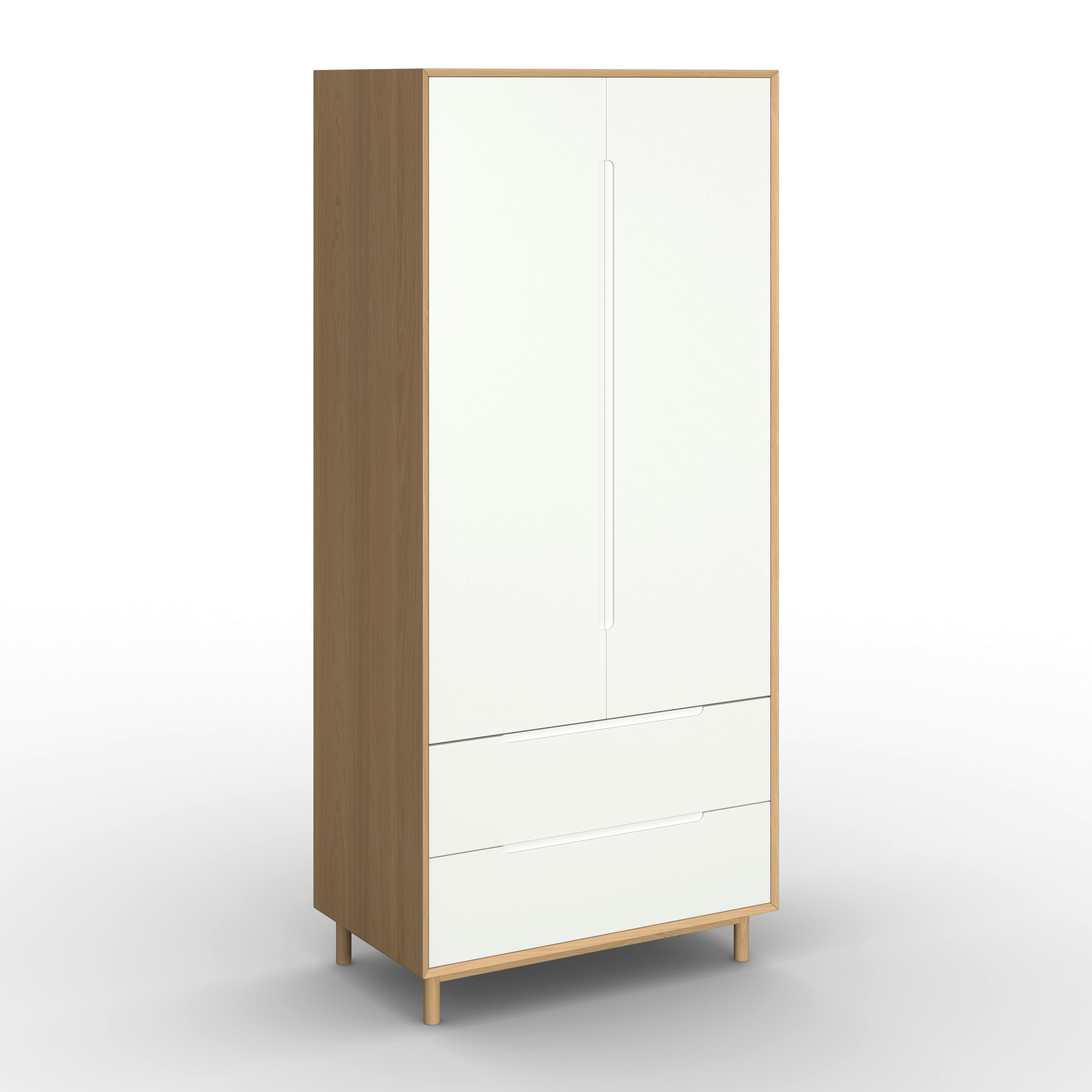 GARDEROB MARLO - vit/ekfärgad, Modern, trämaterial/trä (100/223/60cm) - Bessagi Home