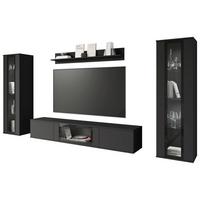 Dnevni Regal Caro, Črna Mat, Osvetlitev, 4-Delni - črna, Trend, umetna masa/steklo (262/141,9/33cm) - Livetastic