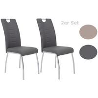 Stuhl-Set Andrea S Grau Lederlook - Chromfarben/Weiß, MODERN, Textil/Metall (43/100/64cm) - MID.YOU