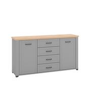 Komód Valencia - grafitszürke/fekete, Basics, műanyag/faalapú anyag (161/85,5/41cm)