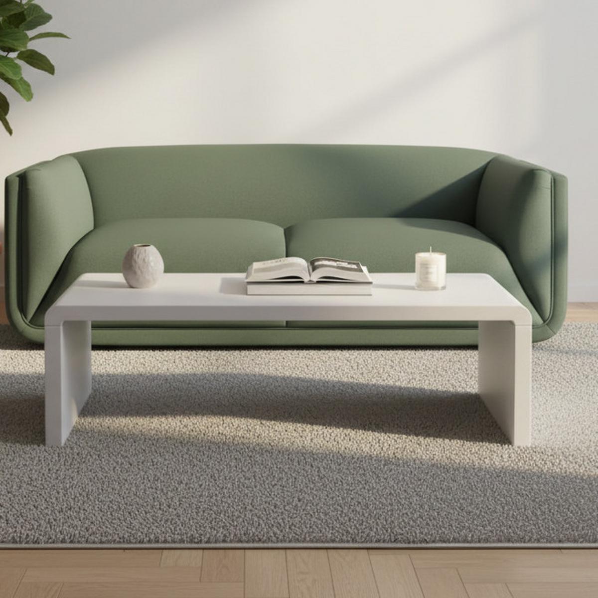 Couchtisch Linea Weiß MDF 110/38/50 CM - Creme/Weiß, MODERN, Holzwerkstoff (110/38/50cm) - Bessagi Home