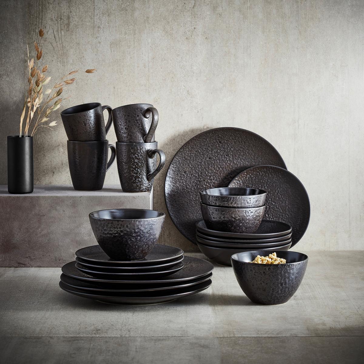 SERWIS OBIADOWO-ŚNIADANIOWY KITWE - czarny, Design, ceramika - Ritzenhoff Breker