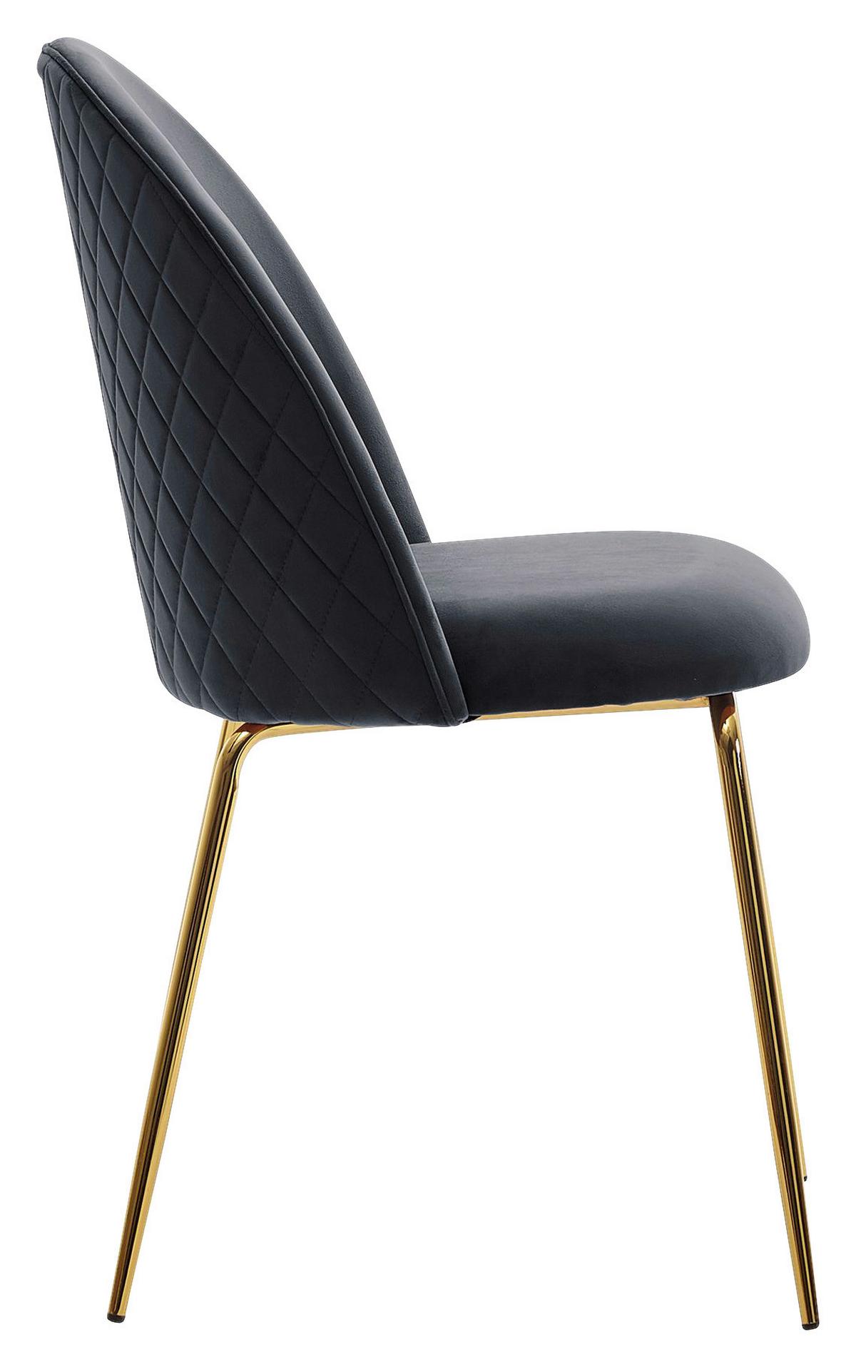 Set Stolov Leon, Črna, 2-Delni - zlate barve/črna, Design, kovina/tekstil (53/86/50cm) - MID.YOU