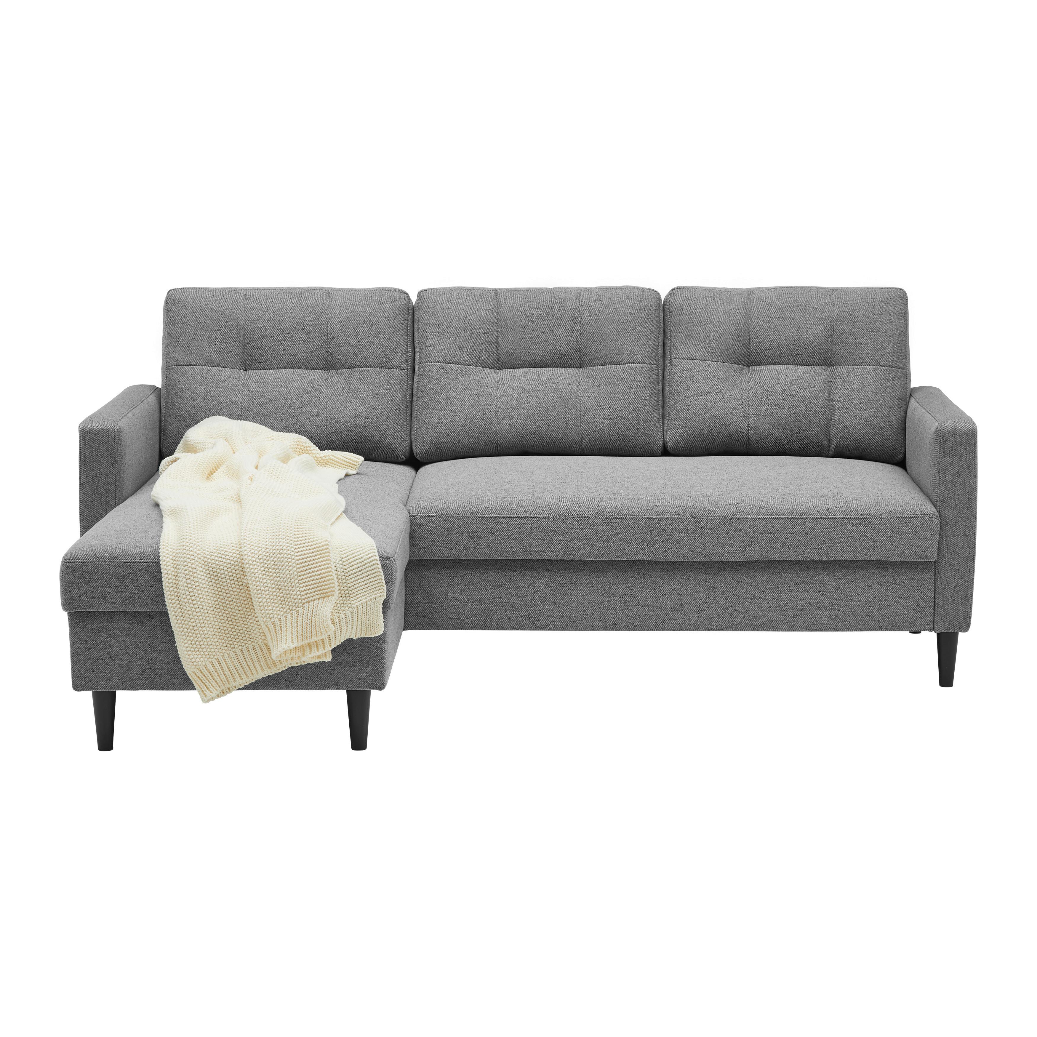 Wohnlandschaft Bergen Grau - Hellgrau/Schwarz, MODERN, Holz/Holzwerkstoff (192/82/138cm) - Based