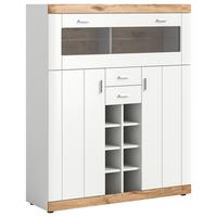 Highboard Laredo ca. 117x1401 cm Nox Eiche/Weiß - Silberfarben/Weiß, KONVENTIONELL, Glas/Holzwerkstoff (117/140/38cm) - MID.YOU