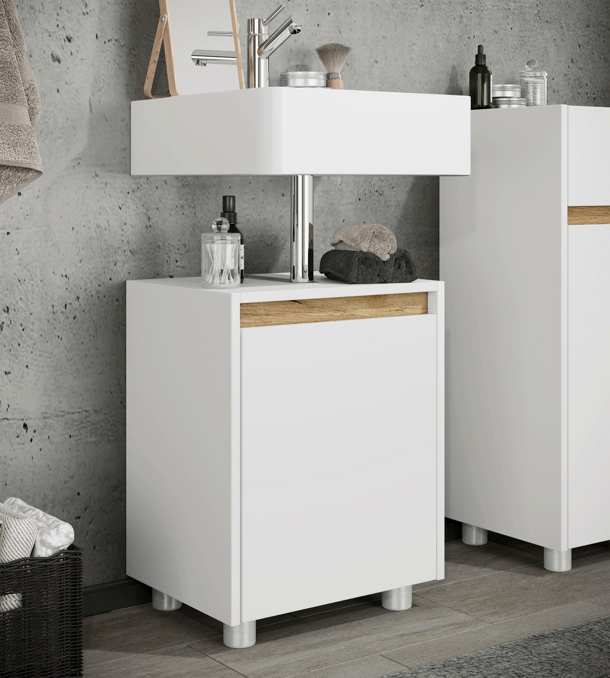 Waschbeckenunterschrank Cosila - Honigeiche/Weiss, Trend, Holzwerkstoff/Kunststoff (42/55/33cm) - MID.YOU