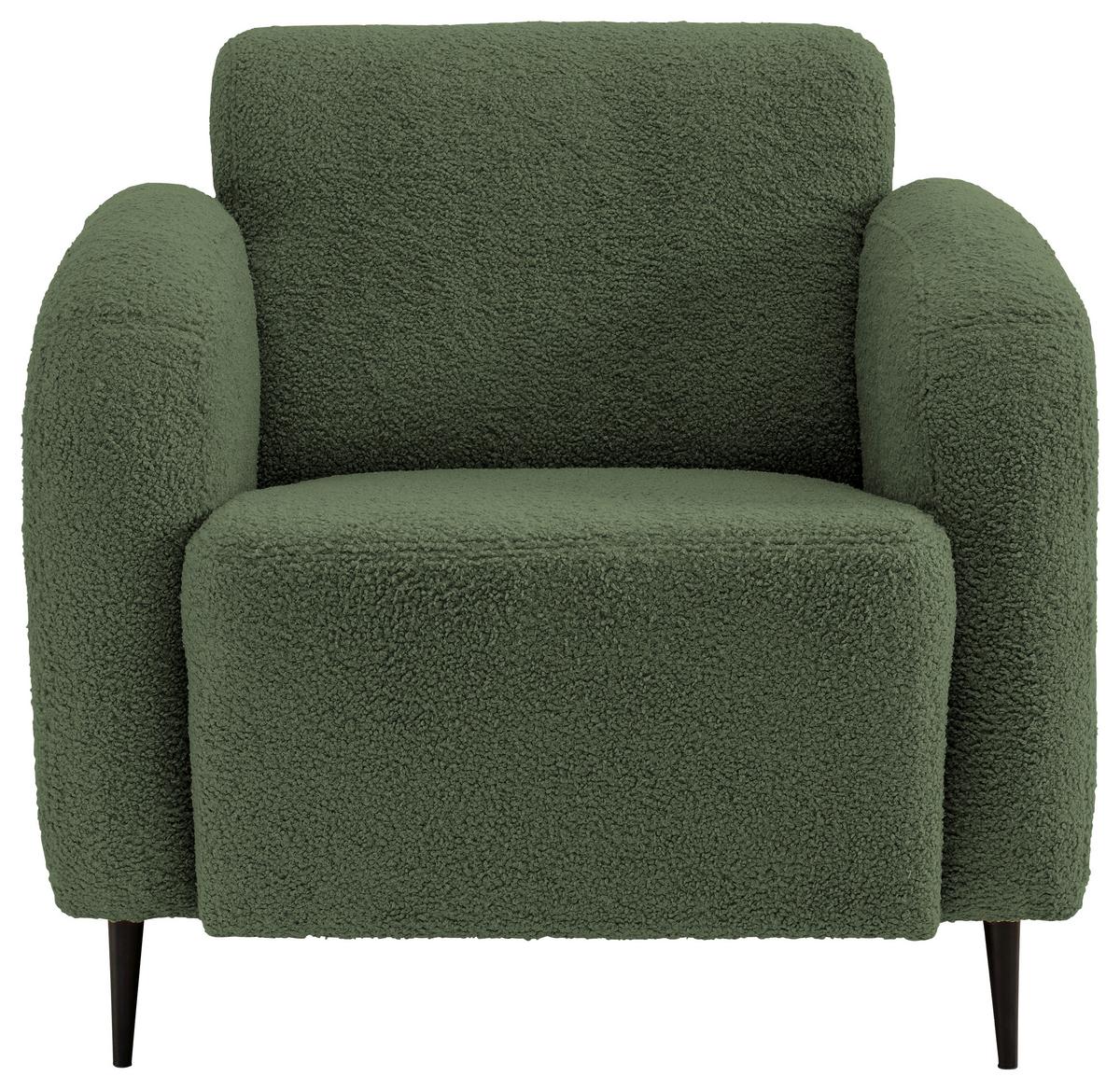 Sessel Marone Dunkelgrün Teddystoff - Dunkelgrün/Schwarz, MODERN, Textil/Metall (85/76/90cm) - Livetastic