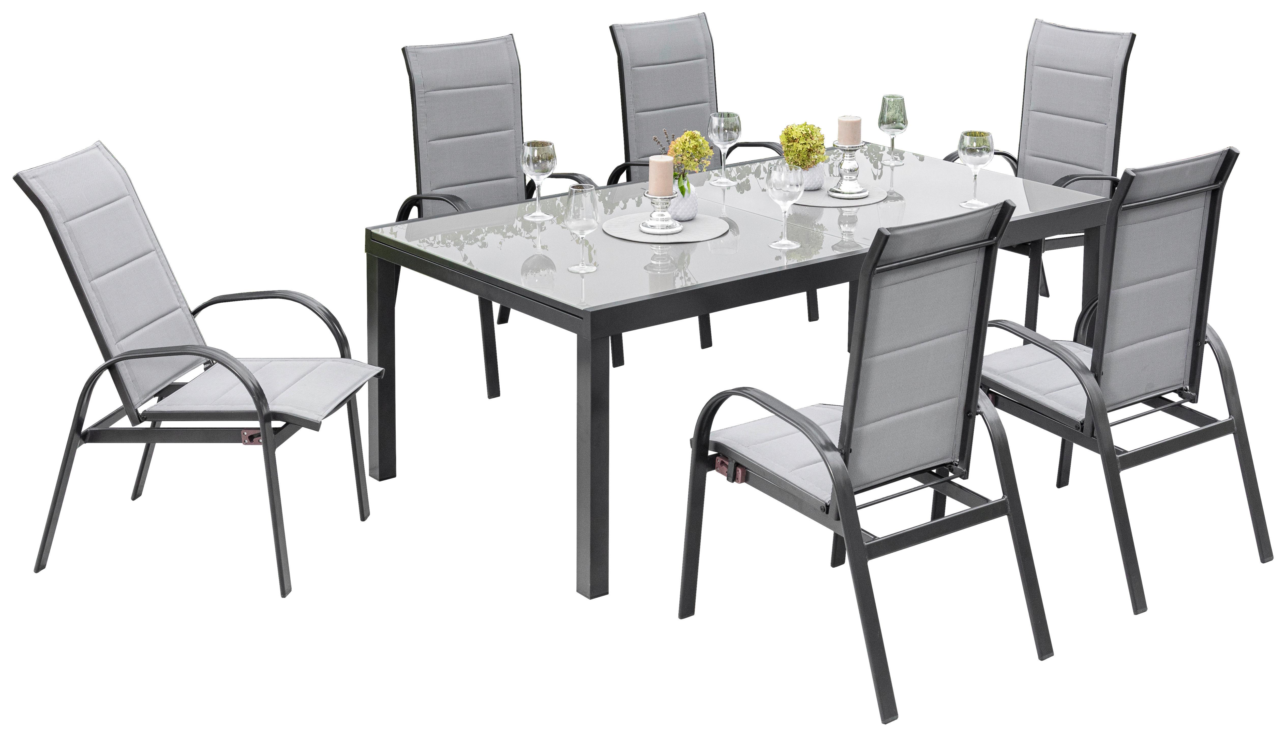 Vrtna Garnitura Marini, 7-Delno, Barve Grafita - siva/barve grafita, Konvencionalno, kovina/steklo - Gardenson