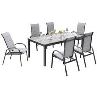 Gartenset ''Marini'', Graphitfarben/Grau - Graphitfarben/Grau, KONVENTIONELL, Glas/Textil - Gardenson