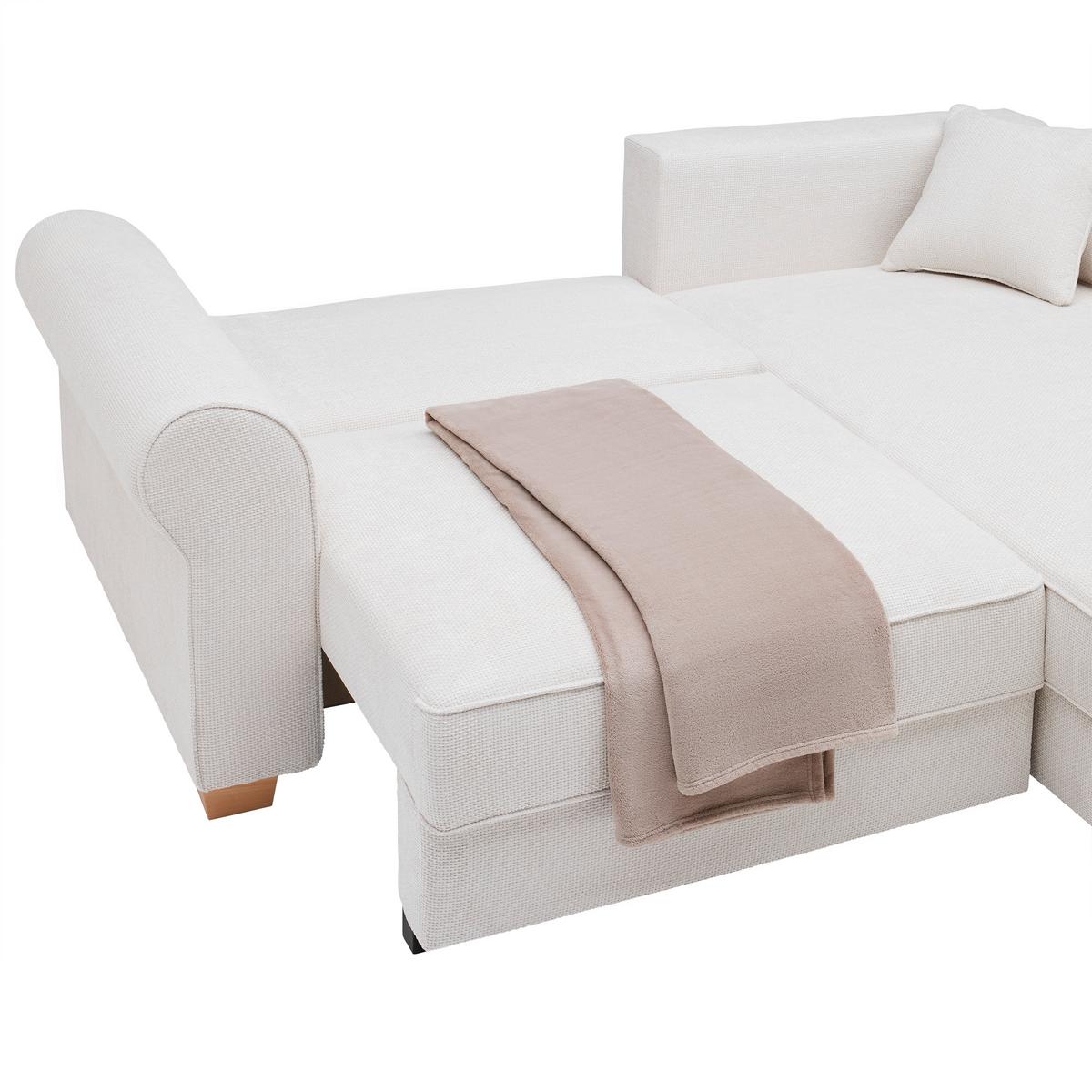Wohnlandschaft Angelo Beige - Beige, MODERN, Holz/Holzwerkstoff (255/92/185cm) - Mömax