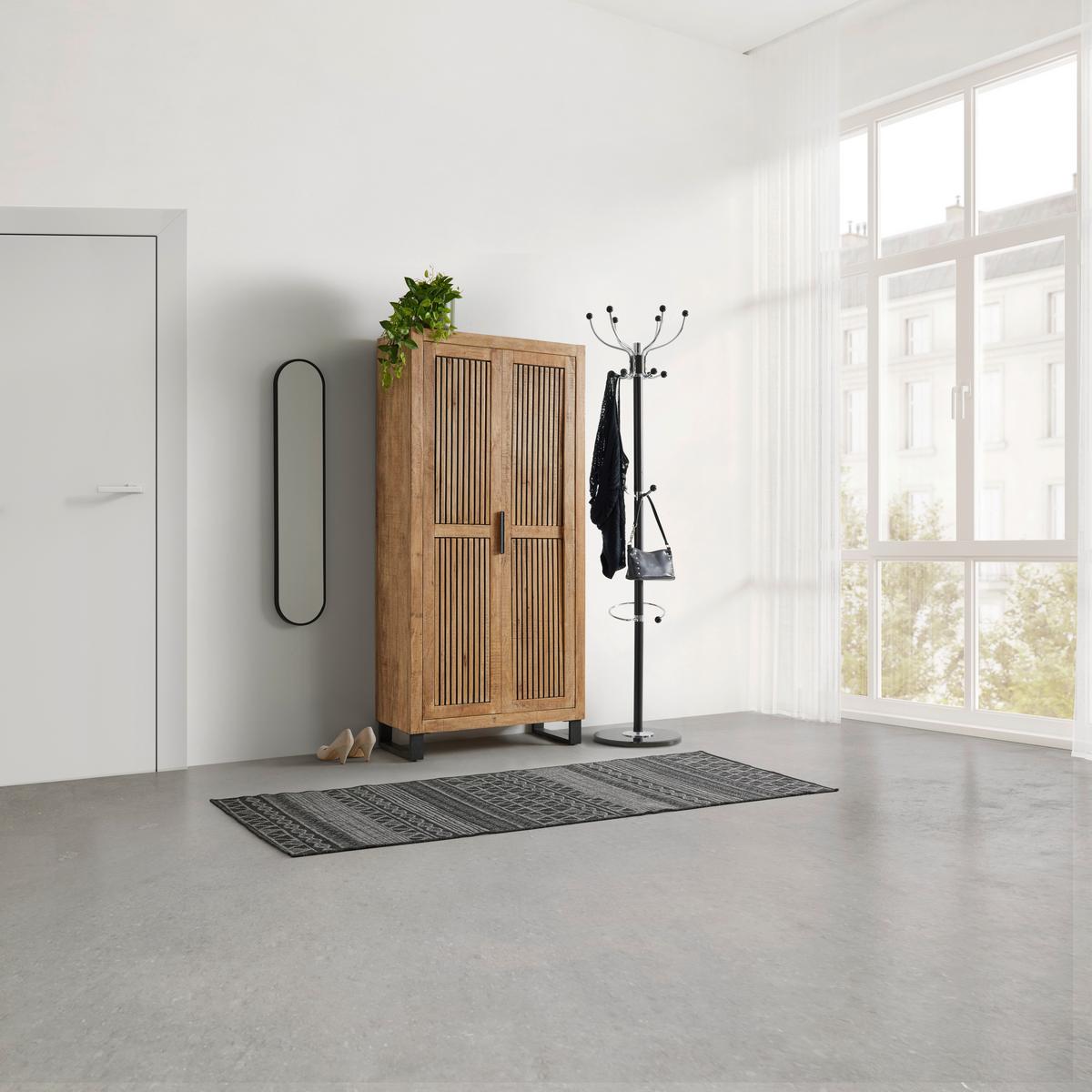 Garderobenschrank Everest Naturfarben/Schwarz - Schwarz/Naturfarben, Natur, Holz/Metall (88/187/40cm) - Mömax