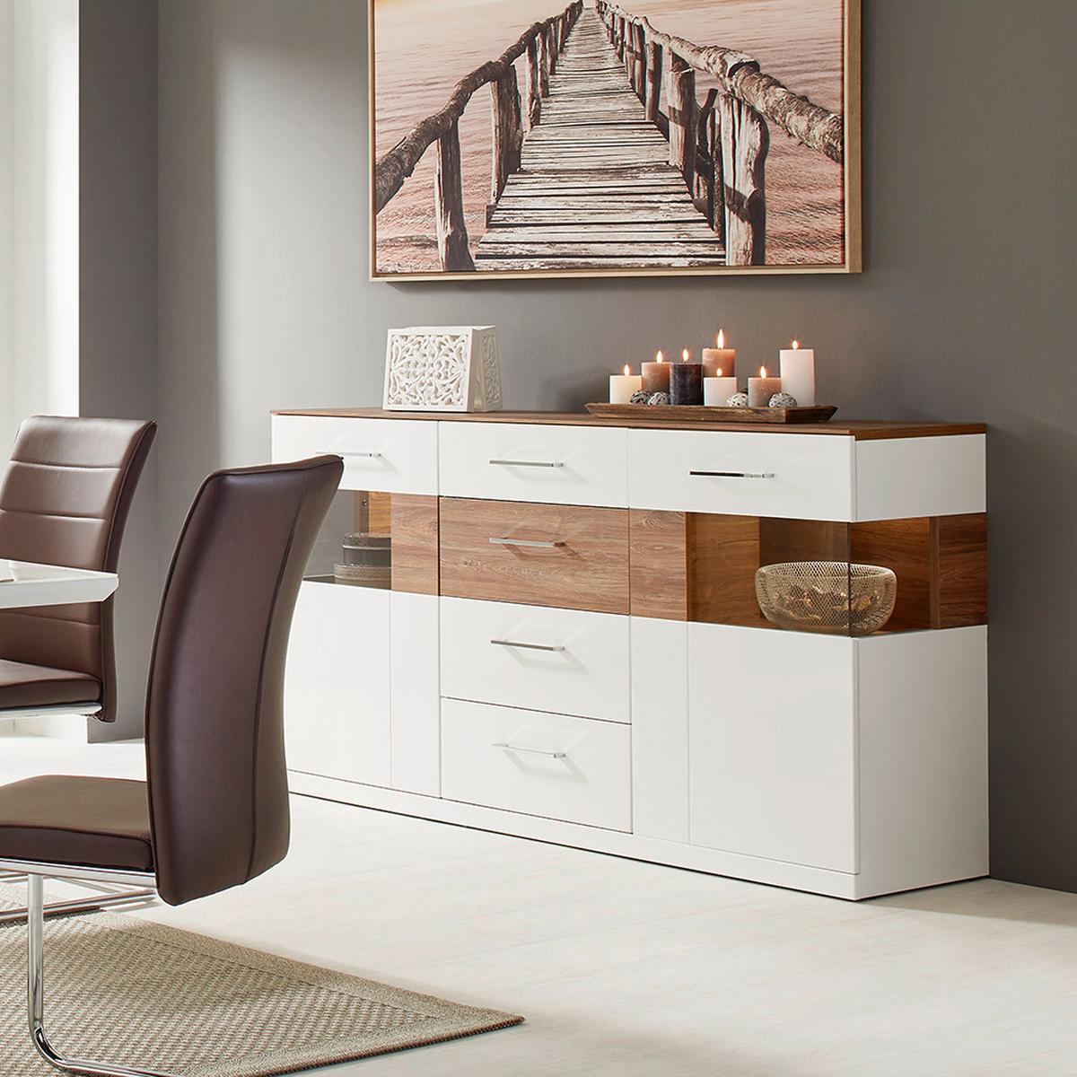 Sideboard in Weiss Hochglanz - Weiss, Modern, Holz (180/95/44cm) - Premium Living