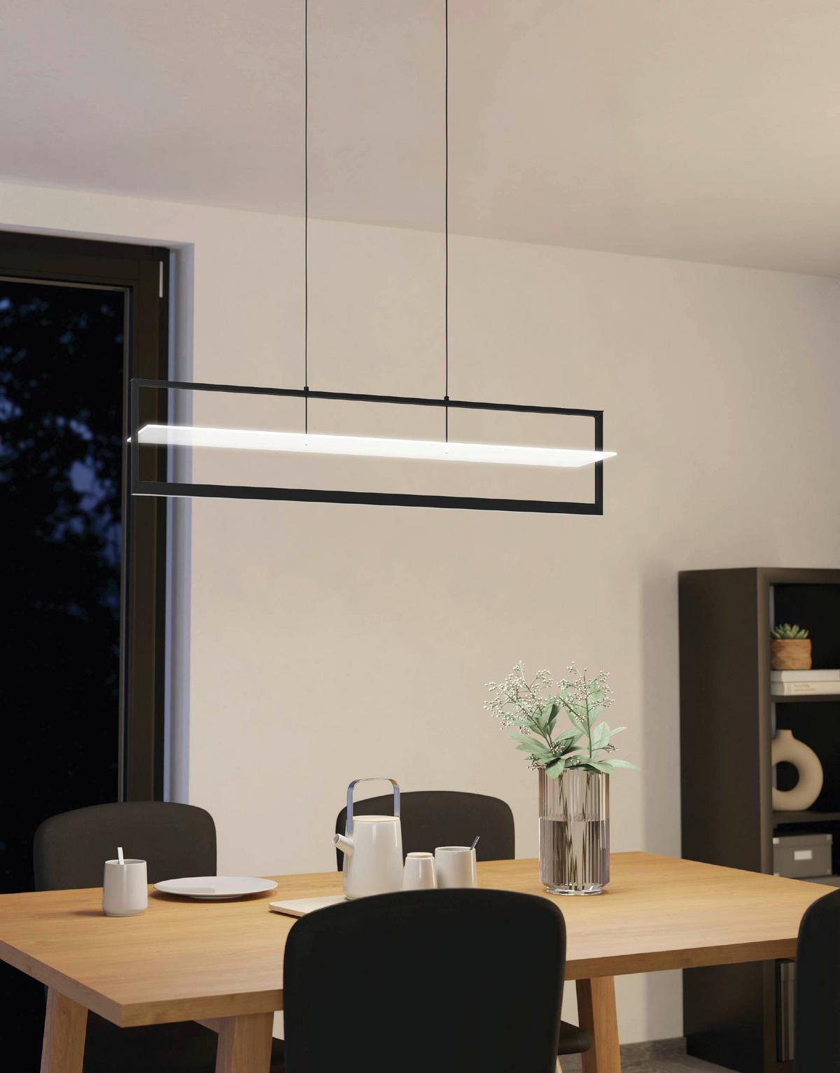 Led-hängeleuchte 390024 Farneta - Schwarz, Design, Kunststoff/Metall (98/18/150cm) - Eglo
