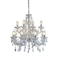 Kristály Függőlámpa Marie Therese 399-12 - krómszínű, Konventionell, műanyag/üveg (63/120cm)