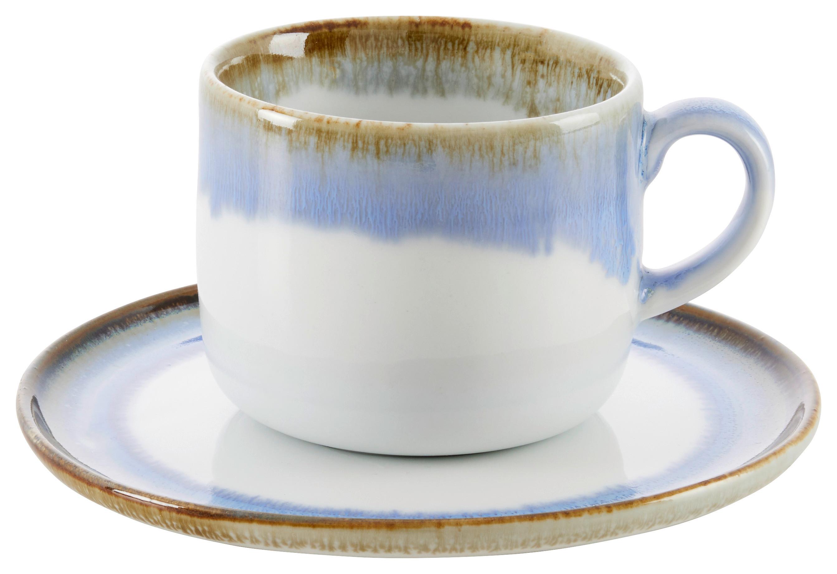 Ceașcă de cafea cu farfurioară Saturn - albastru, Modern, ceramică - Mömax