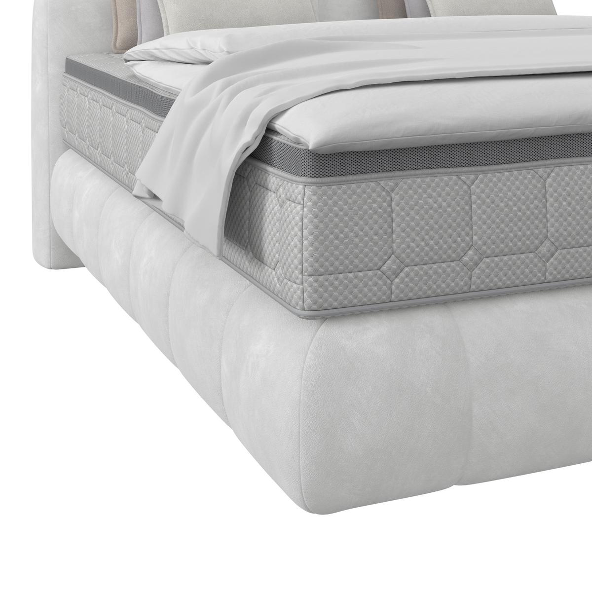 Boxspring Krevet Nobu - svijetlo siva/crna, Trend, drvo/tekstil (160/200cm) - Premium Living