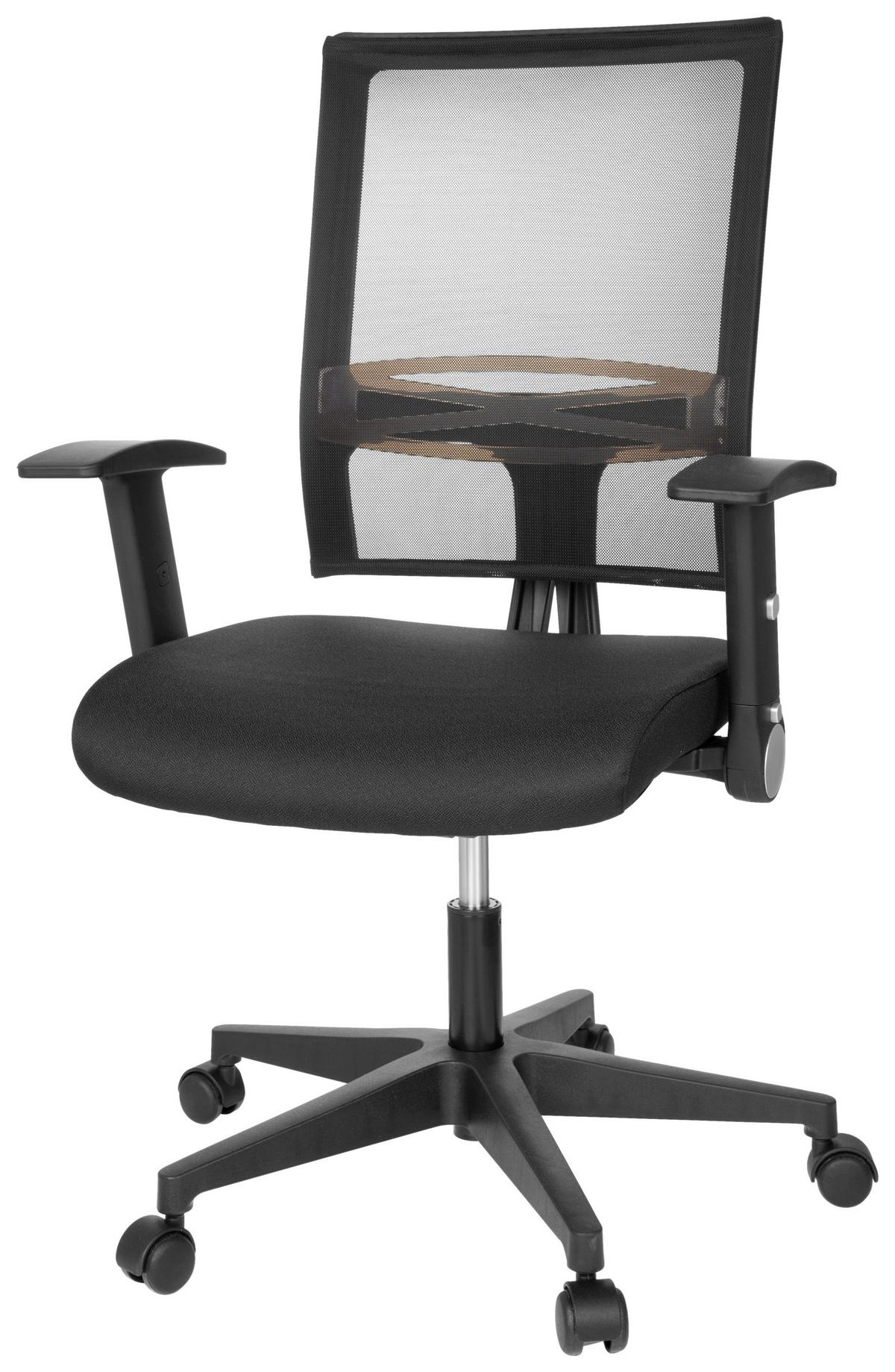 Drehstuhl Office R8 Schwarz - Schwarz, MODERN, Kunststoff/Textil (66/110/50cm) - MID.YOU
