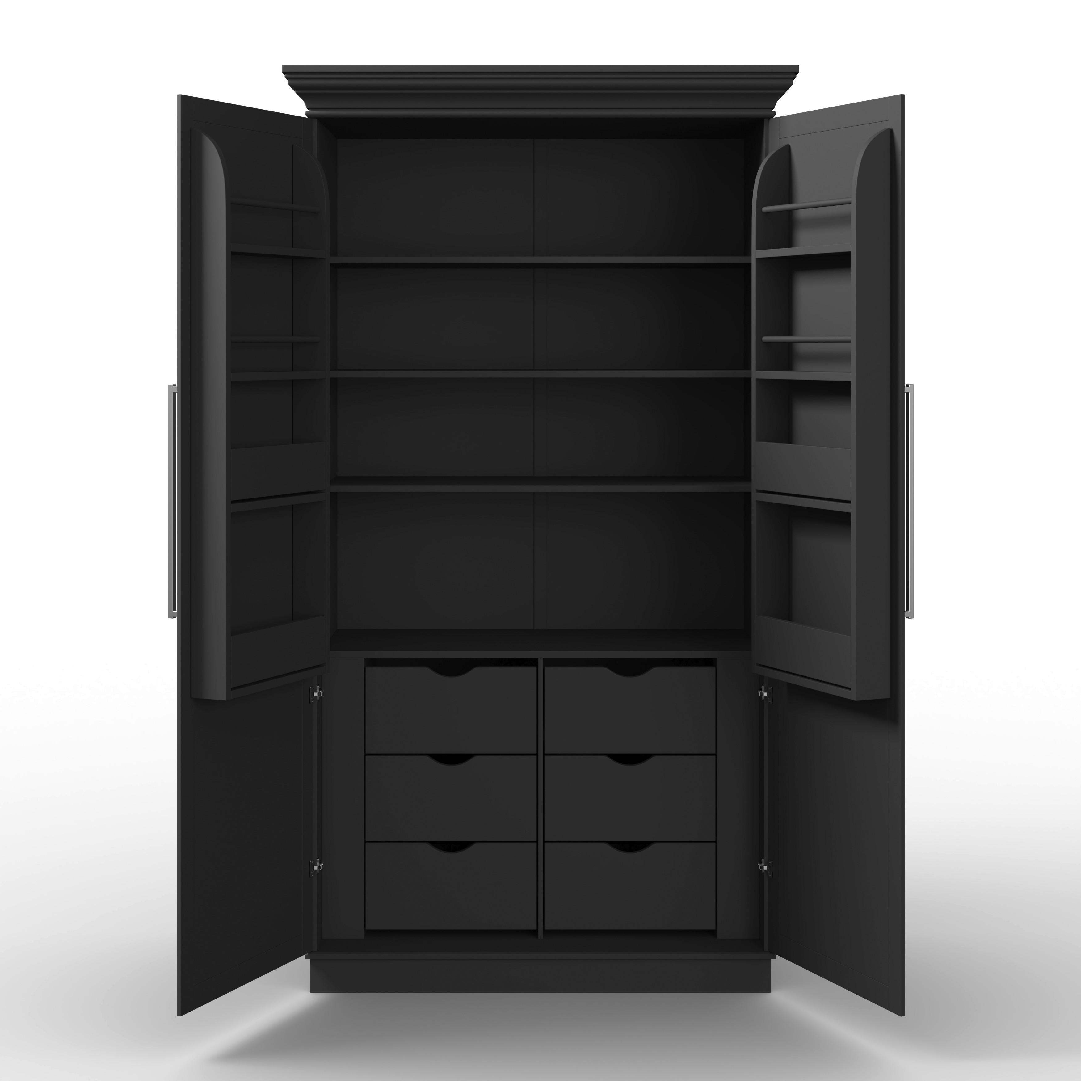 Kredenz Alvaro ca. 122x220x54 cm Holz Schwarz - Schwarz, MODERN, Holzwerkstoff/Metall (122/55,5/220cm) - Bessagi Home