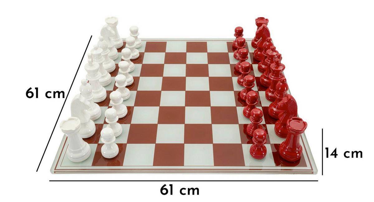 Skulptur Chess Board Red/White Multicolor - Basics, Glas/Kunststoff (61/61/14cm)