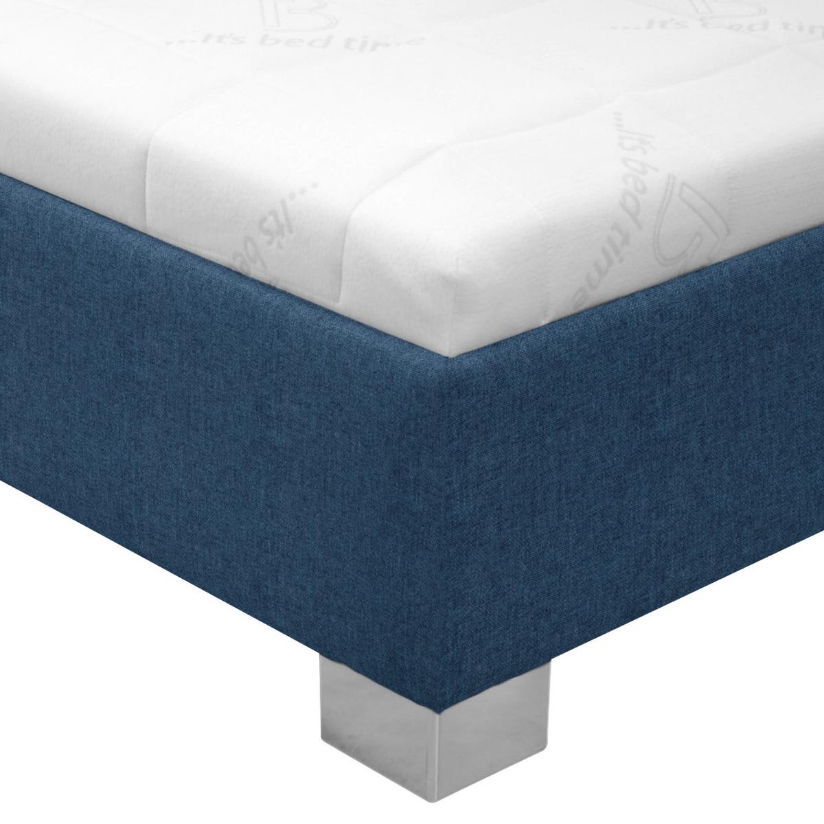 Tapecirani Krevet Stilo - bijela/tamno plava, drvo/tekstil (140/200cm)