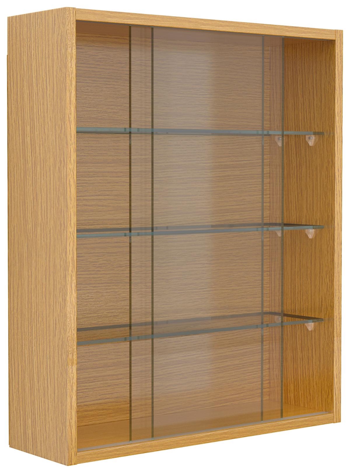 Viseča Vitrina Drivalo M, Barva Hrasta - medeni hrast/prosojno, Design, steklo/leseni material (50/60/15cm) - MID.YOU