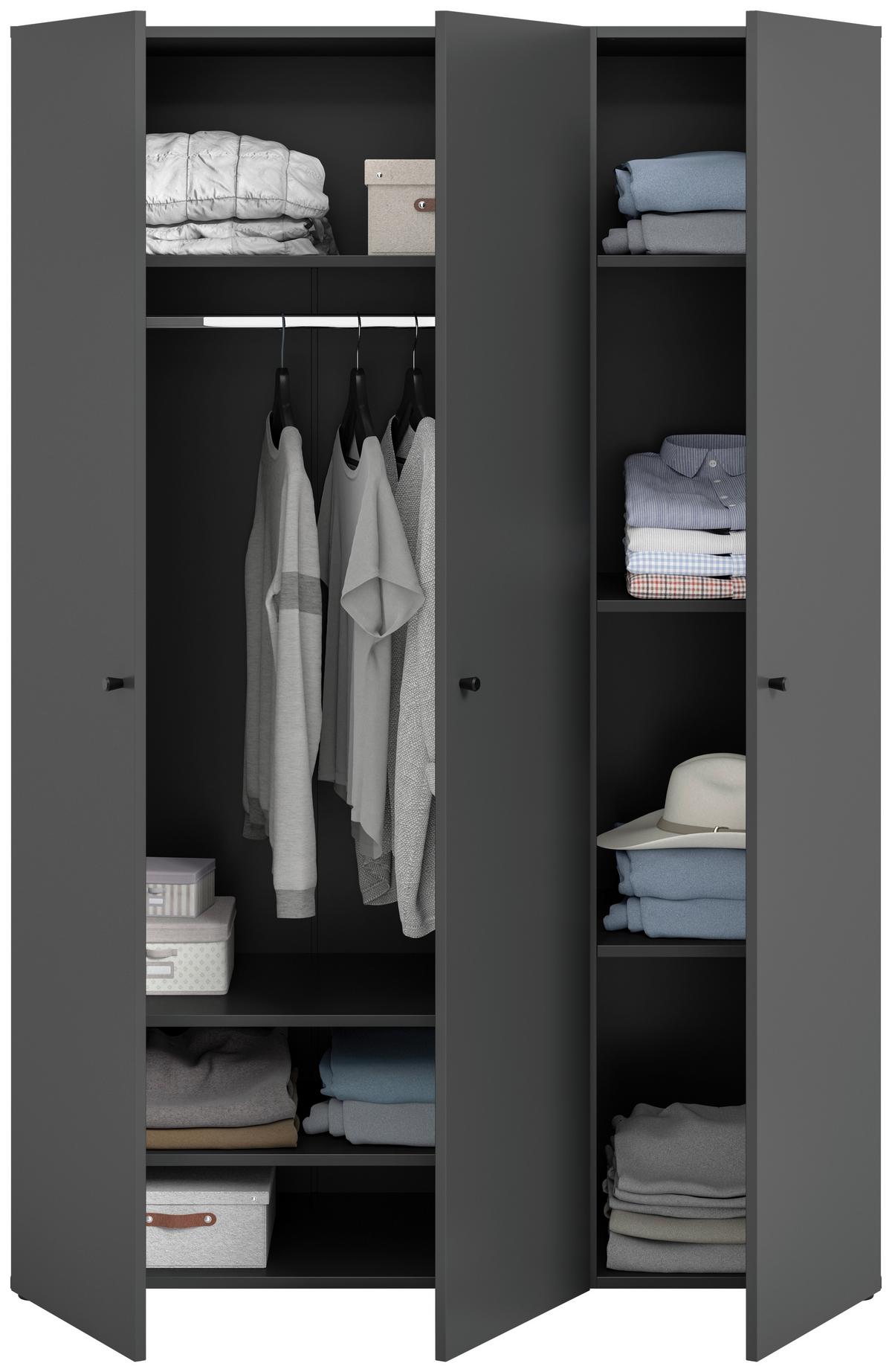 Drehtürenschrank DARWIN ca.120x176x51cm Anthrazit - Anthrazit/Schwarz, MODERN, Holzwerkstoff/Kunststoff (120cm) - MID.YOU