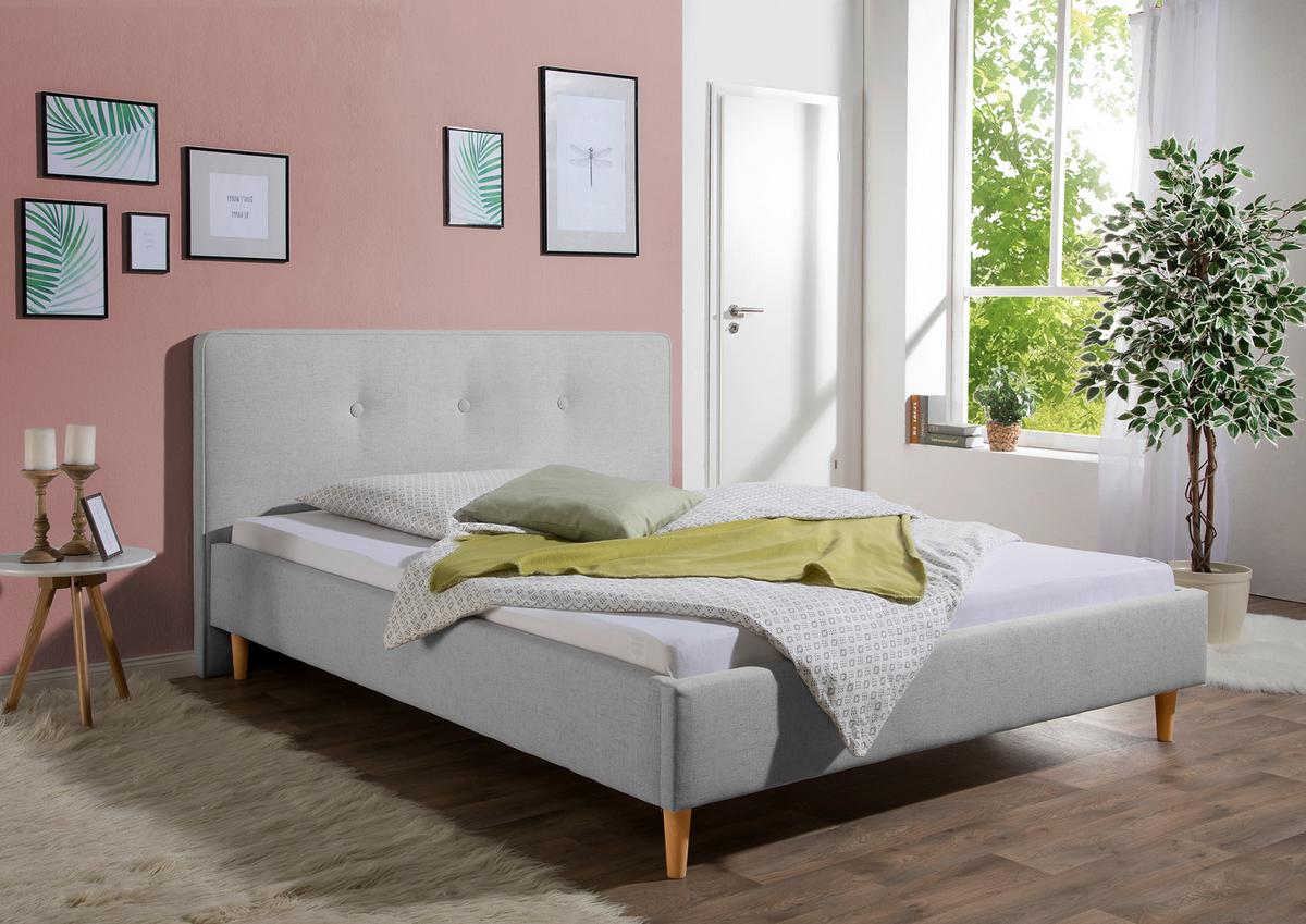Polsterbett Slade Hellgrau ca. 100x200 cm - Hellgrau/Naturfarben, MODERN, Holz/Textil (100/200cm) - Livetastic