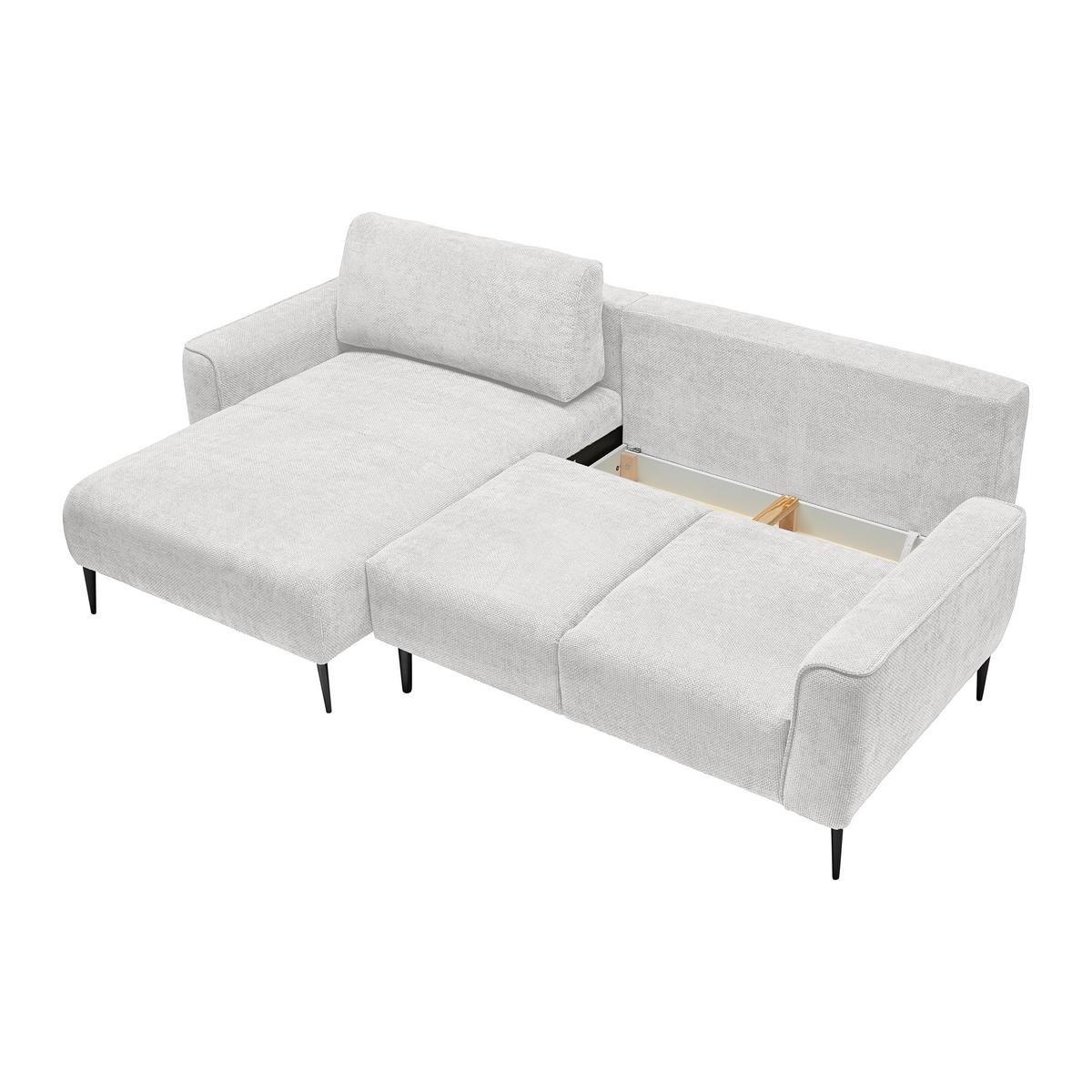 Ecksofa Custom Creme - Creme/Schwarz, MODERN, Textil/Metall (164/85/255cm) - Mömax