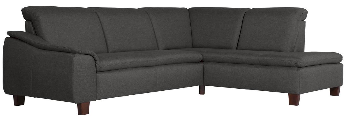 ECKSOFA AARON - Anthrazit/Nussbaumfarben, Design, Holz/Textil (247/187cm) - Max Winzer