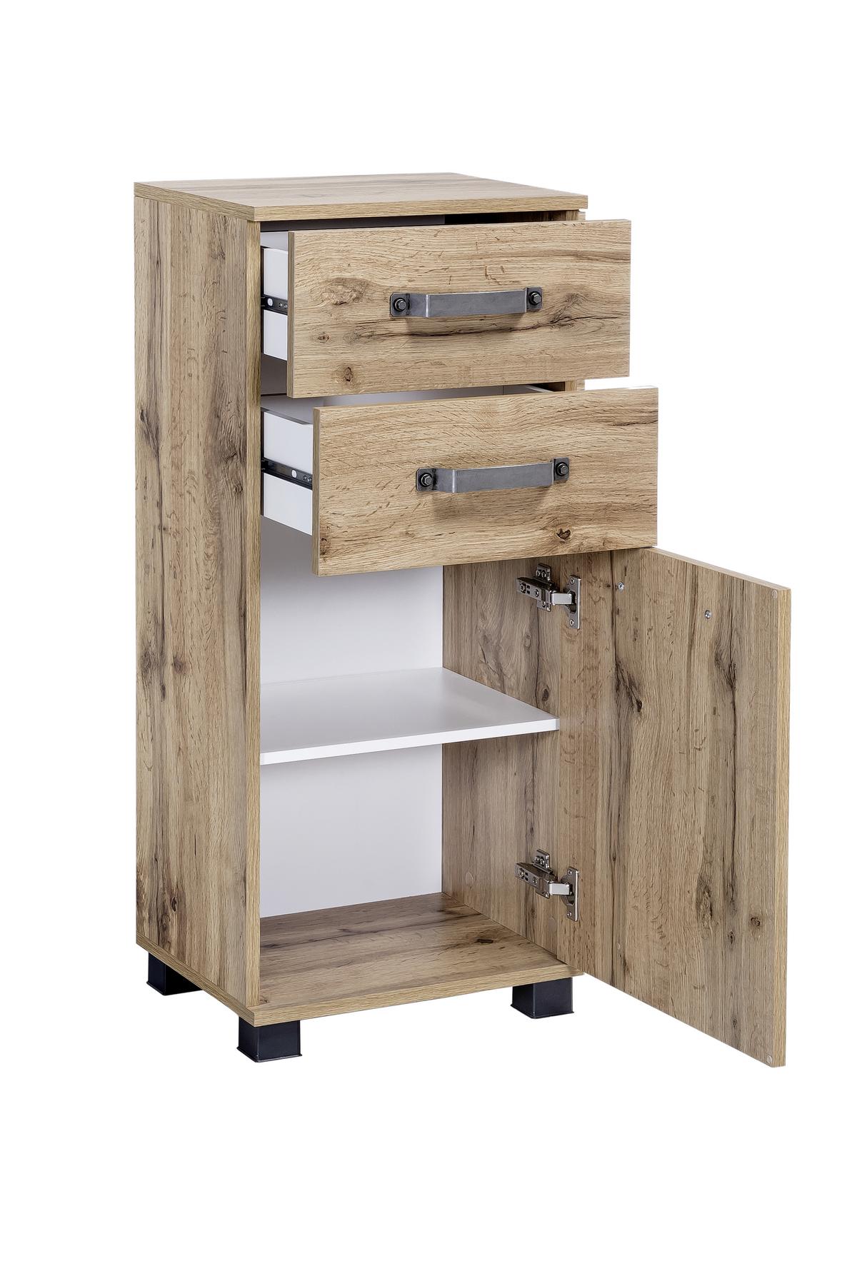 Unterschrank Milan Eiche - Eichefarben/Schwarz, KONVENTIONELL, Holzwerkstoff/Metall (40,3/94,8/32cm) - MID.YOU