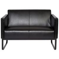 2-Sitzer-Sofa Bali Black Schwraz Lederlook - Schwarz, MODERN, Textil/Metall (111/78/71cm) - MID.YOU