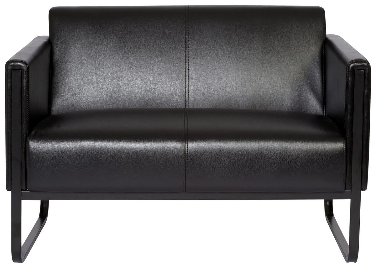 2-Sitzer-Sofa Bali Black Schwraz Lederlook - Schwarz, MODERN, Textil/Metall (111/78/71cm) - MID.YOU