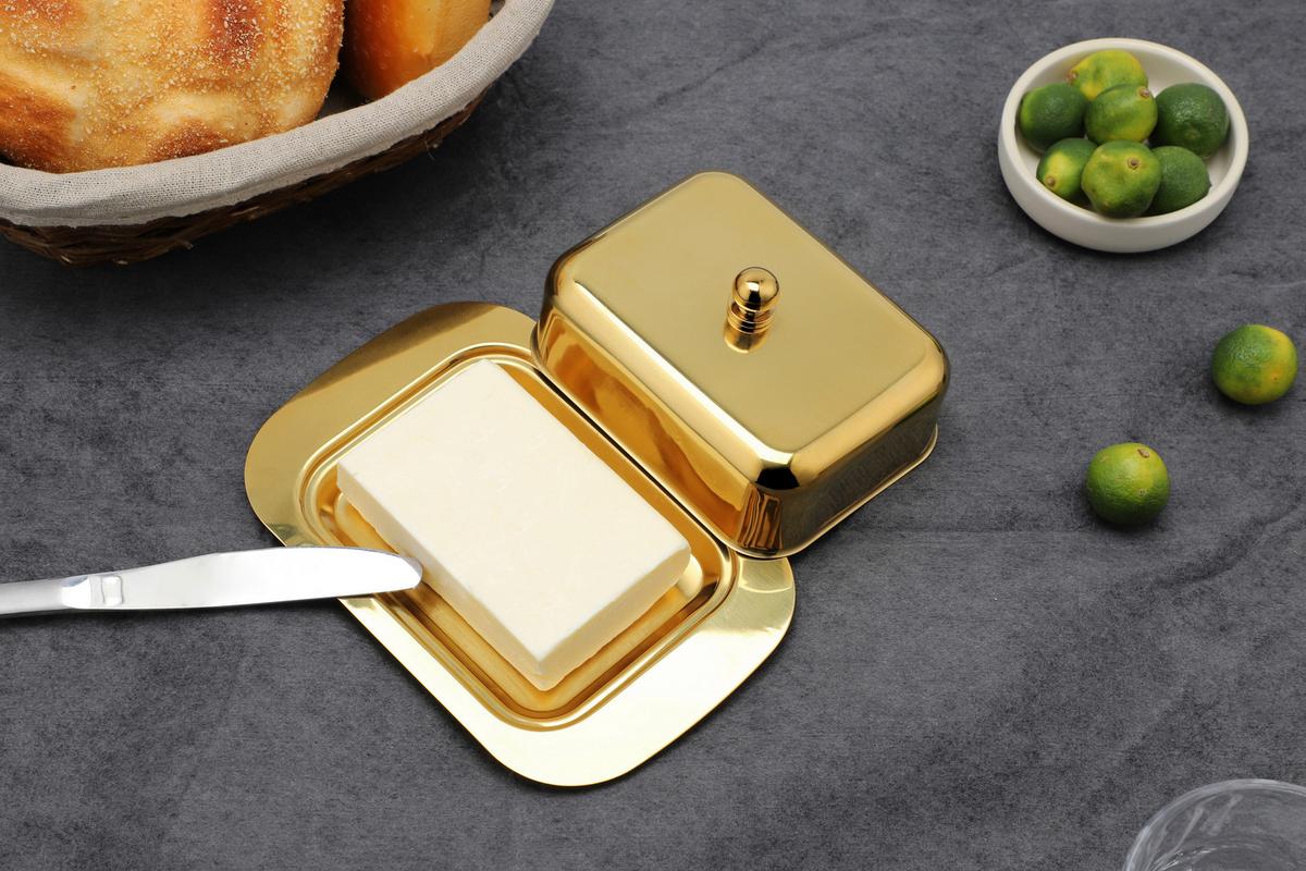 Posodica Za Maslo Butterdose, Zlata - zlate barve, Basics, kovina (18,5/12,2/7cm) - Echtwerk