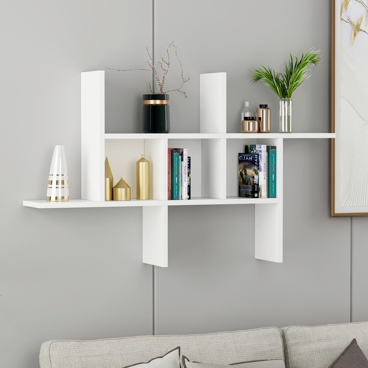 WANDREGAL MADAKASKAR WANDREGAL - Weiss, Design, Holzwerkstoff (68/113/20cm) - Livetastic