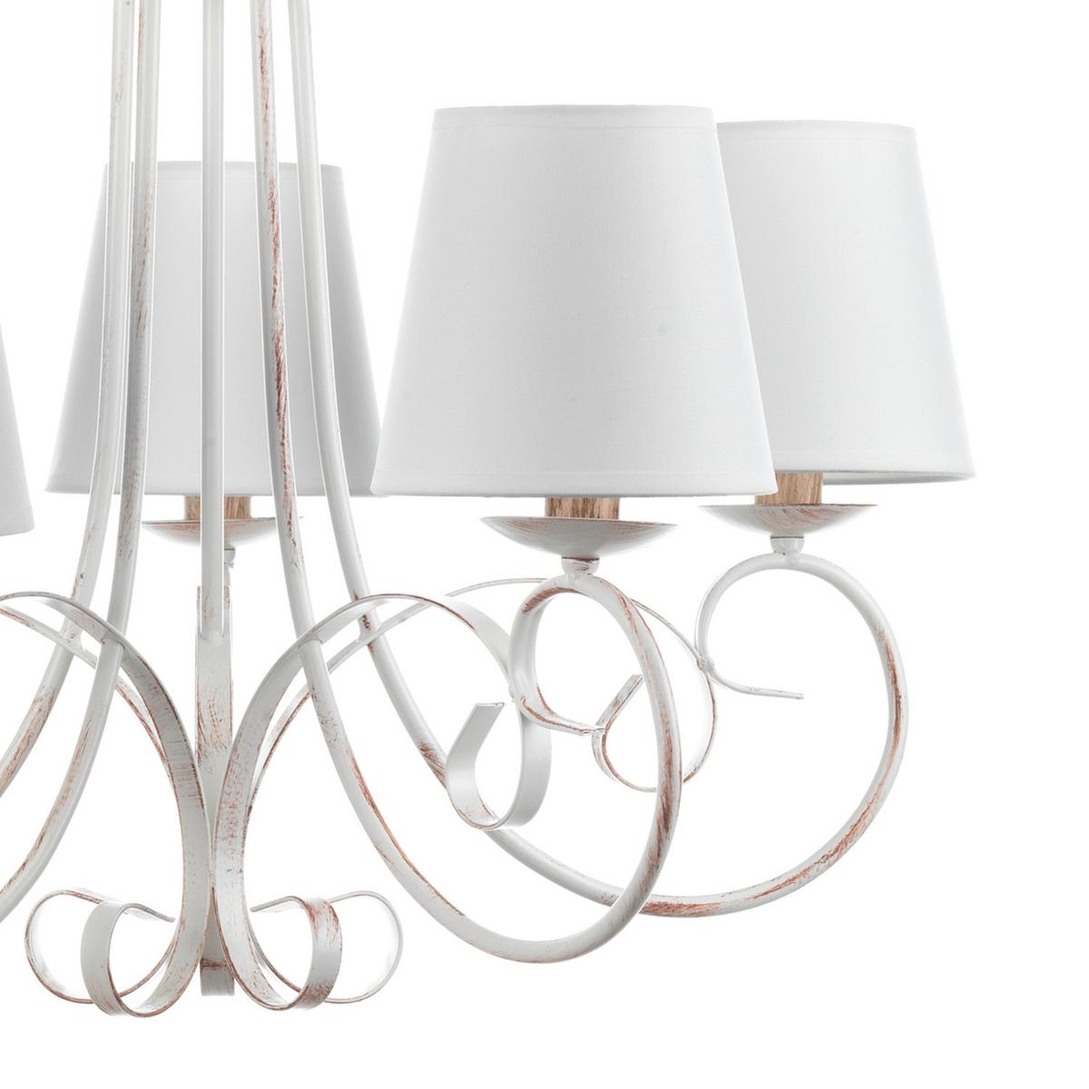 Kronleuchter Pompei Weiß max. 6 Watt - Weiß, KONVENTIONELL, Textil/Metall (70/115cm)